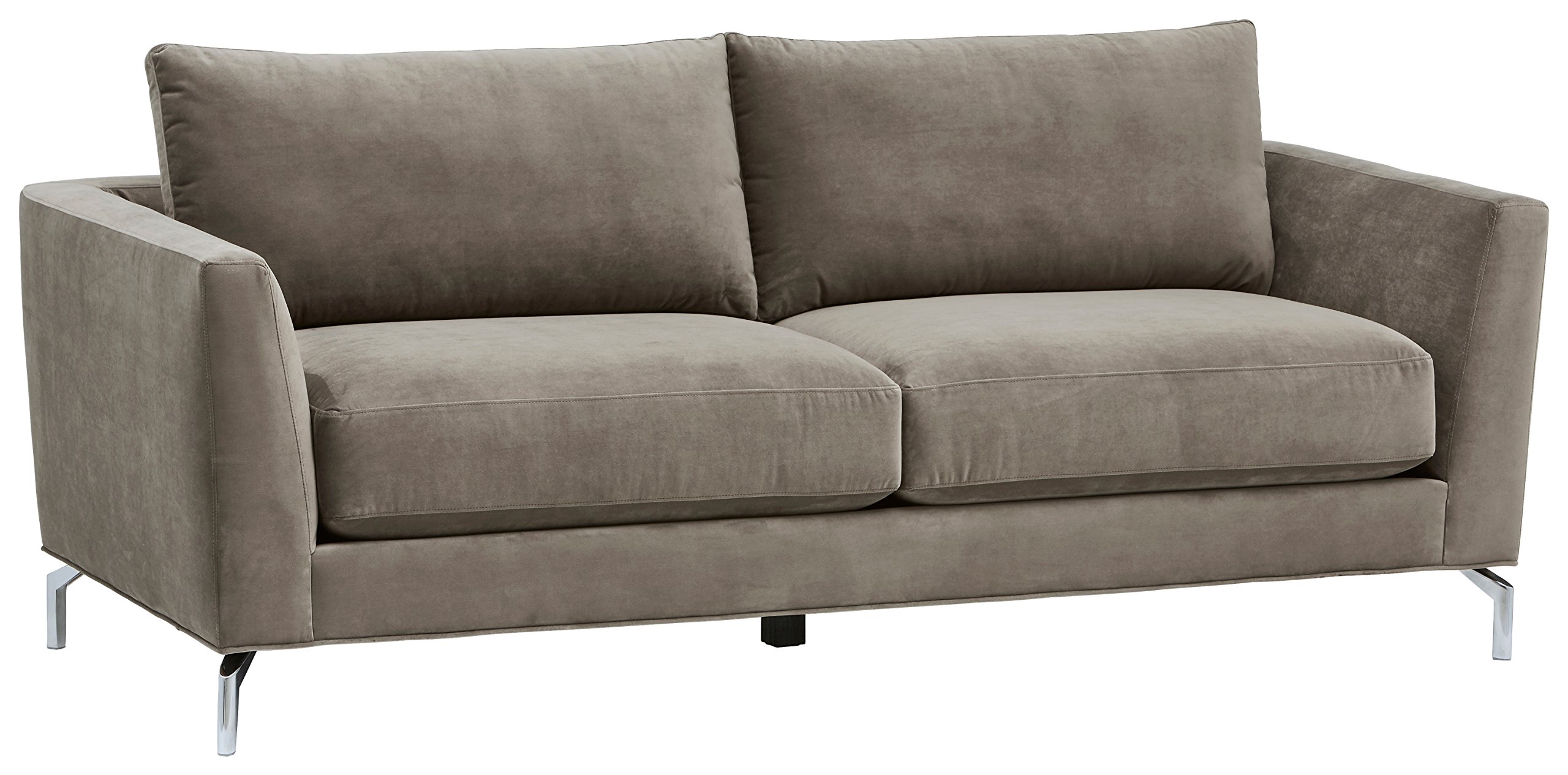 Amazon Brand – Rivet Emerly Mid-Century Modern Velvet Metal Leg Sofa Couch, 83.5"W, Pewter