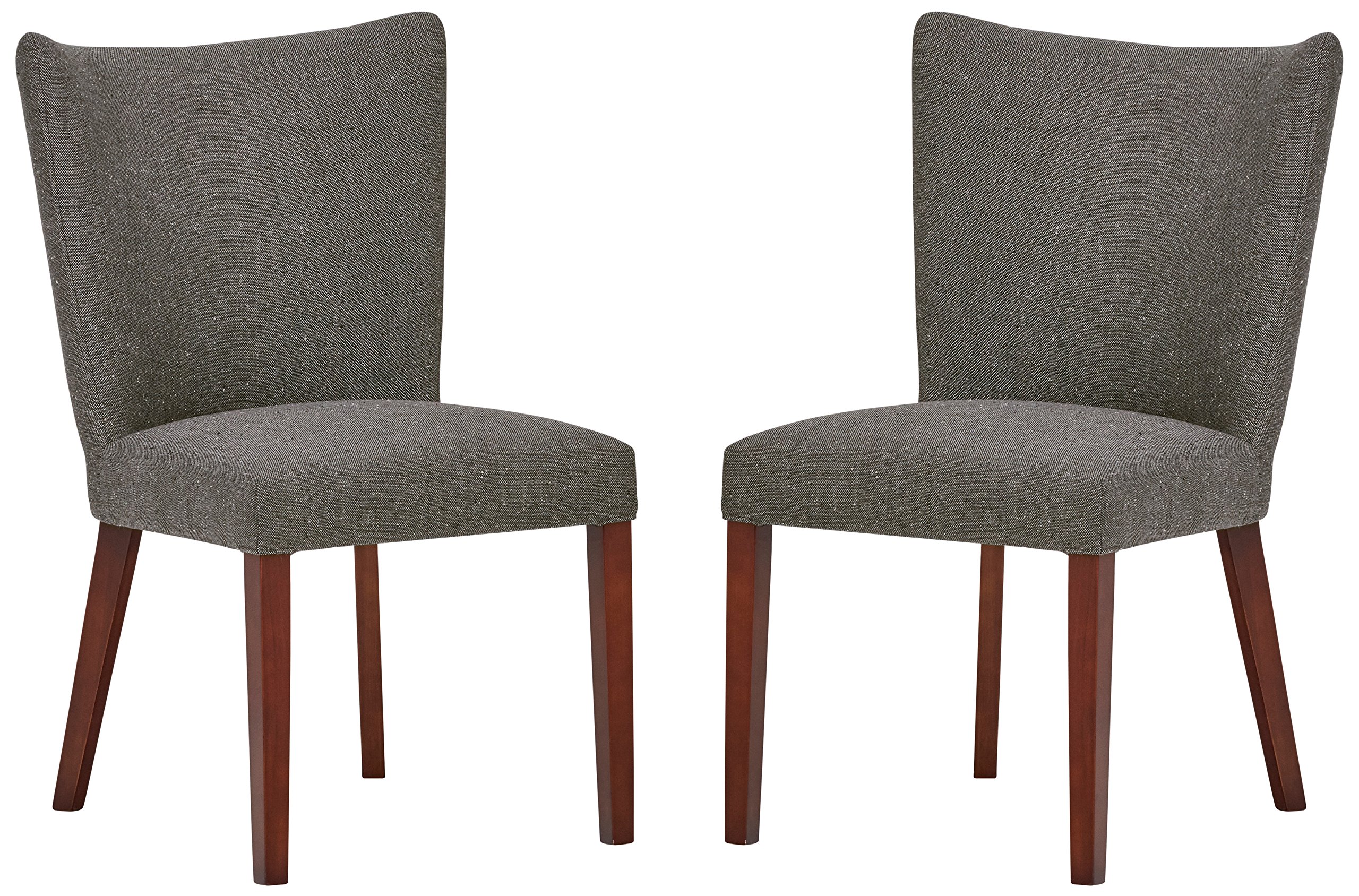 Amazon Brand – Rivet Tina Mid-Century Modern Curved Back Kitchen Dining Chairs, 25"W x 36"H, Ash Grey, Set of 2