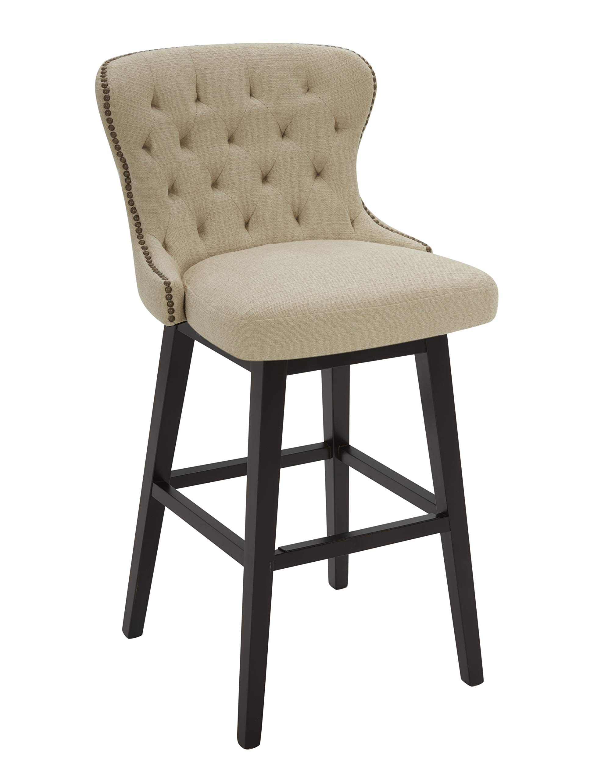 Amazon Brand – Stone & Beam Morgan Memory-Swivel Barstool, 42.1"H, Hemp