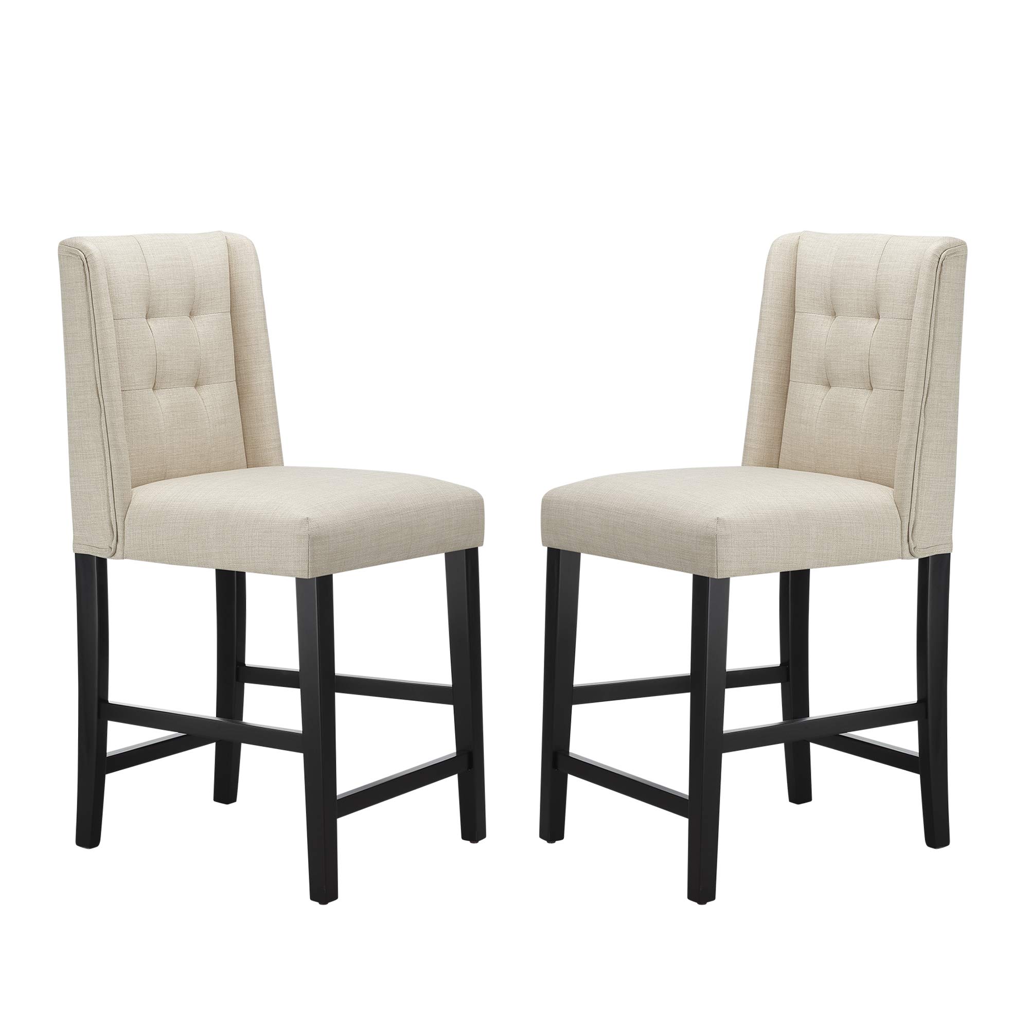 Amazon Brand – Ravenna Home Modern Counter Stool with Back, 38 Inch Height, Beige, Set of 2