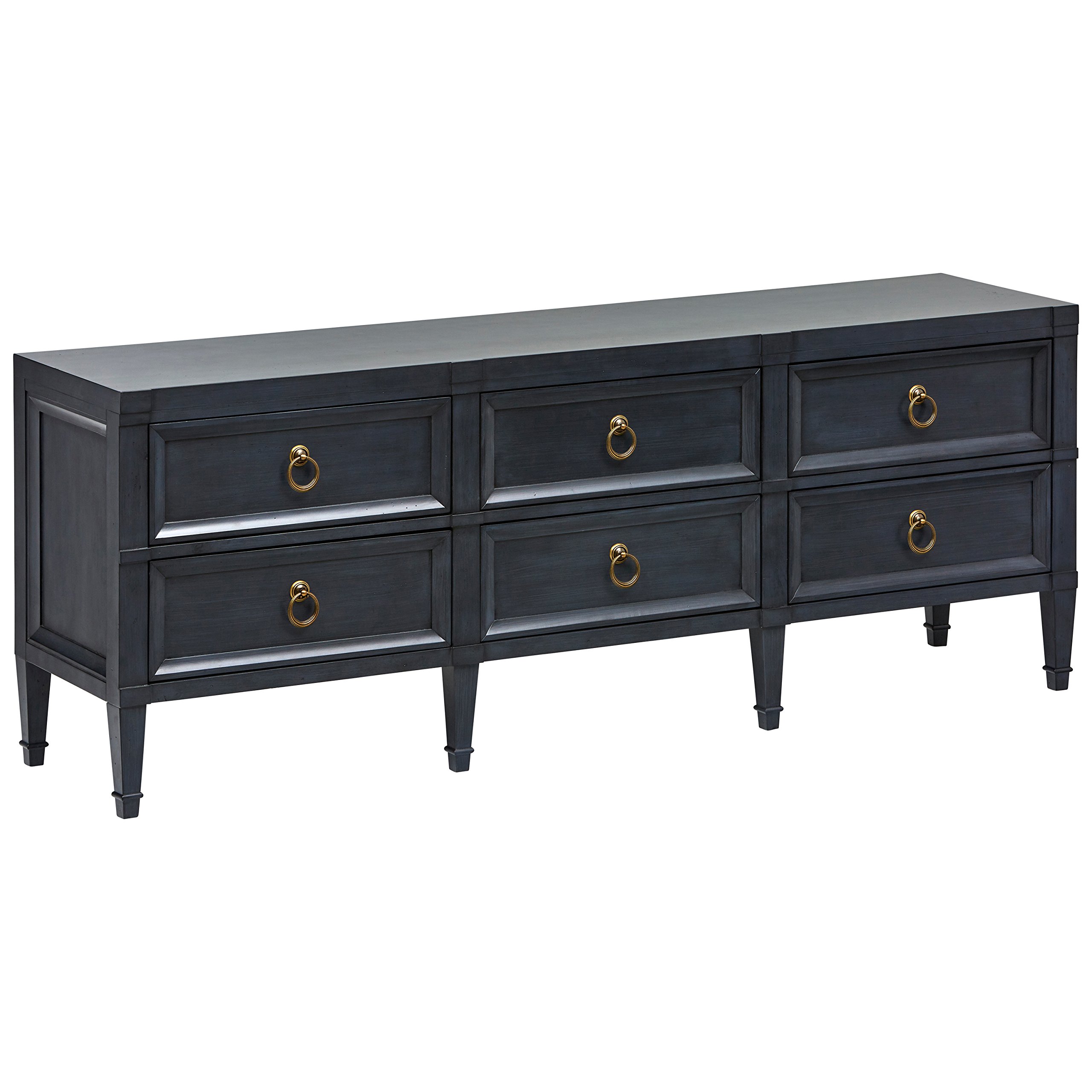 Amazon Brand – Stone & Beam Alan Casual Wood Media TV Console Table, 74"W, Washed Navy and Gold