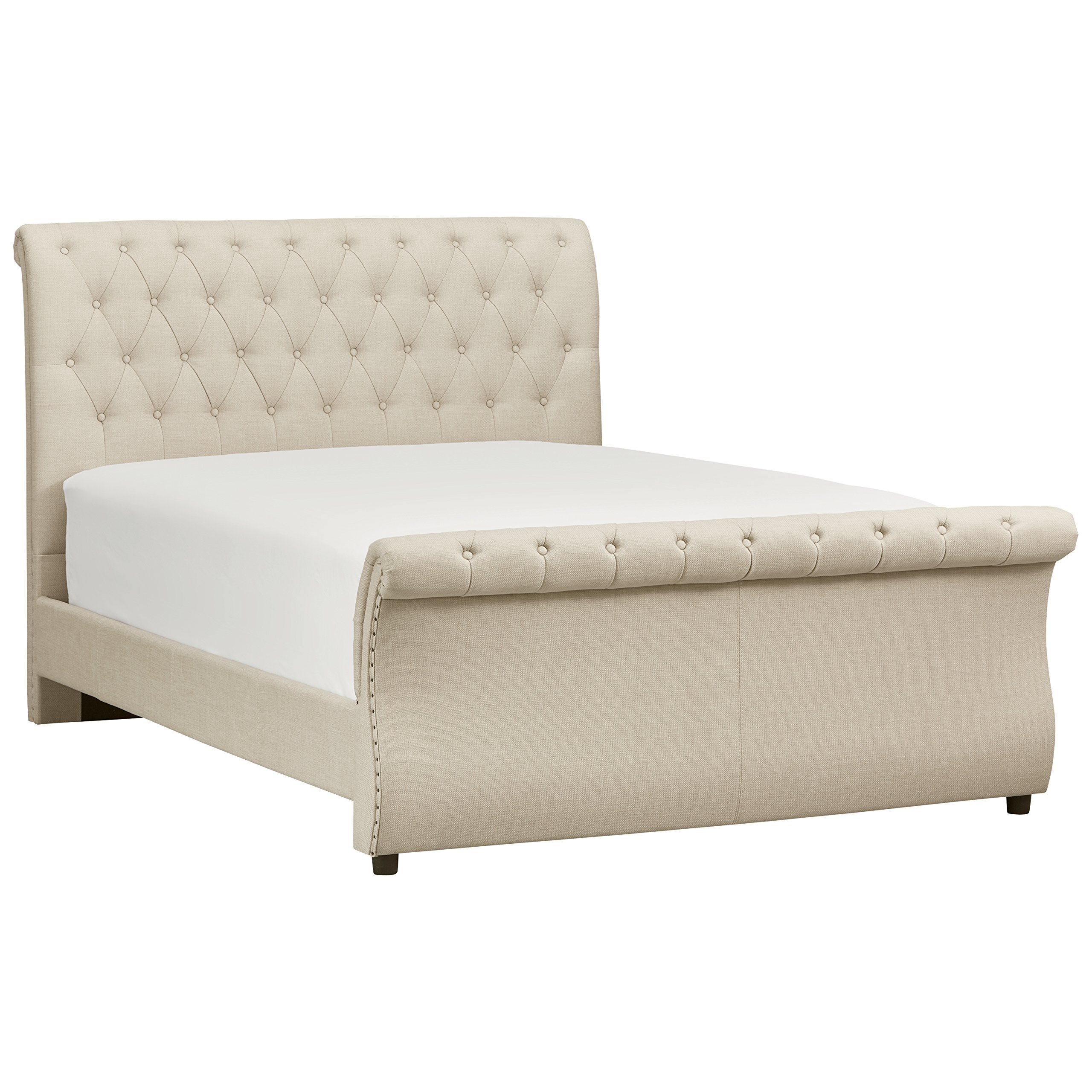 Stone & Beam Chanton Upholstered Tufted King Sleigh Bed with Headboard, 95.5"L, Grey