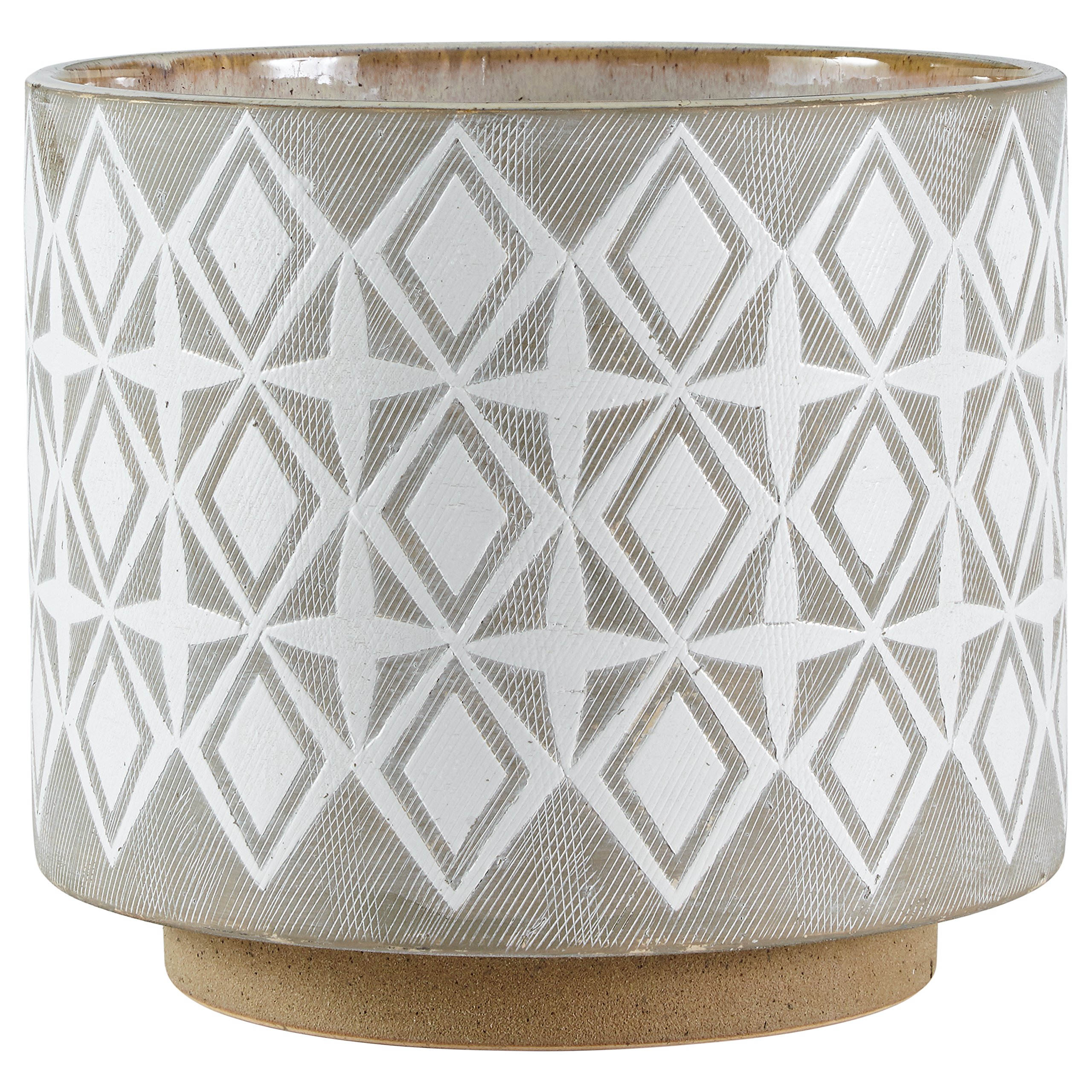 Amazon Brand – Rivet Geometric Ceramic Planter, 8.7"H, White and Grey