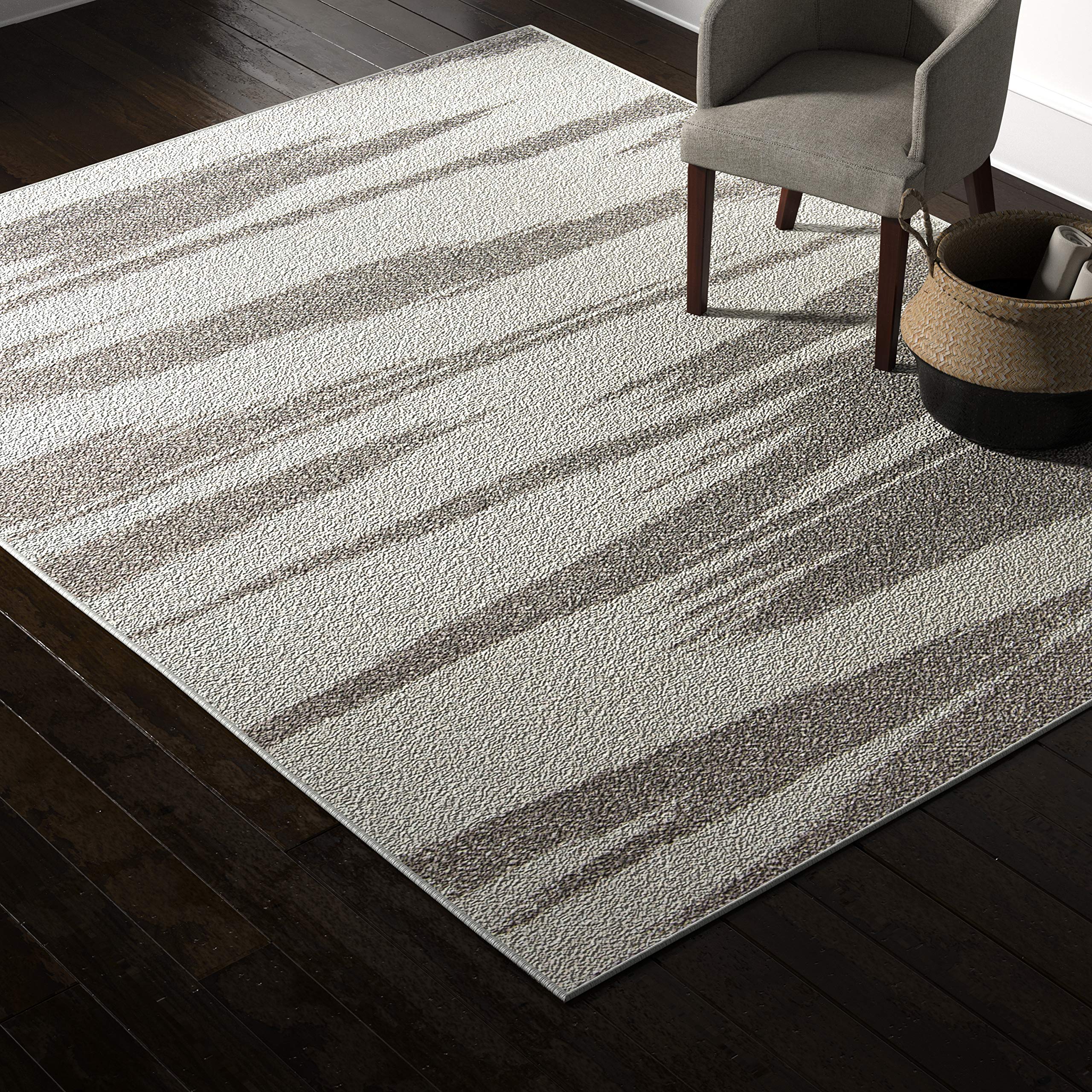 Amazon Brand – Rivet Modern Zebra Print Rug, 7'6" x 9'6", Grey