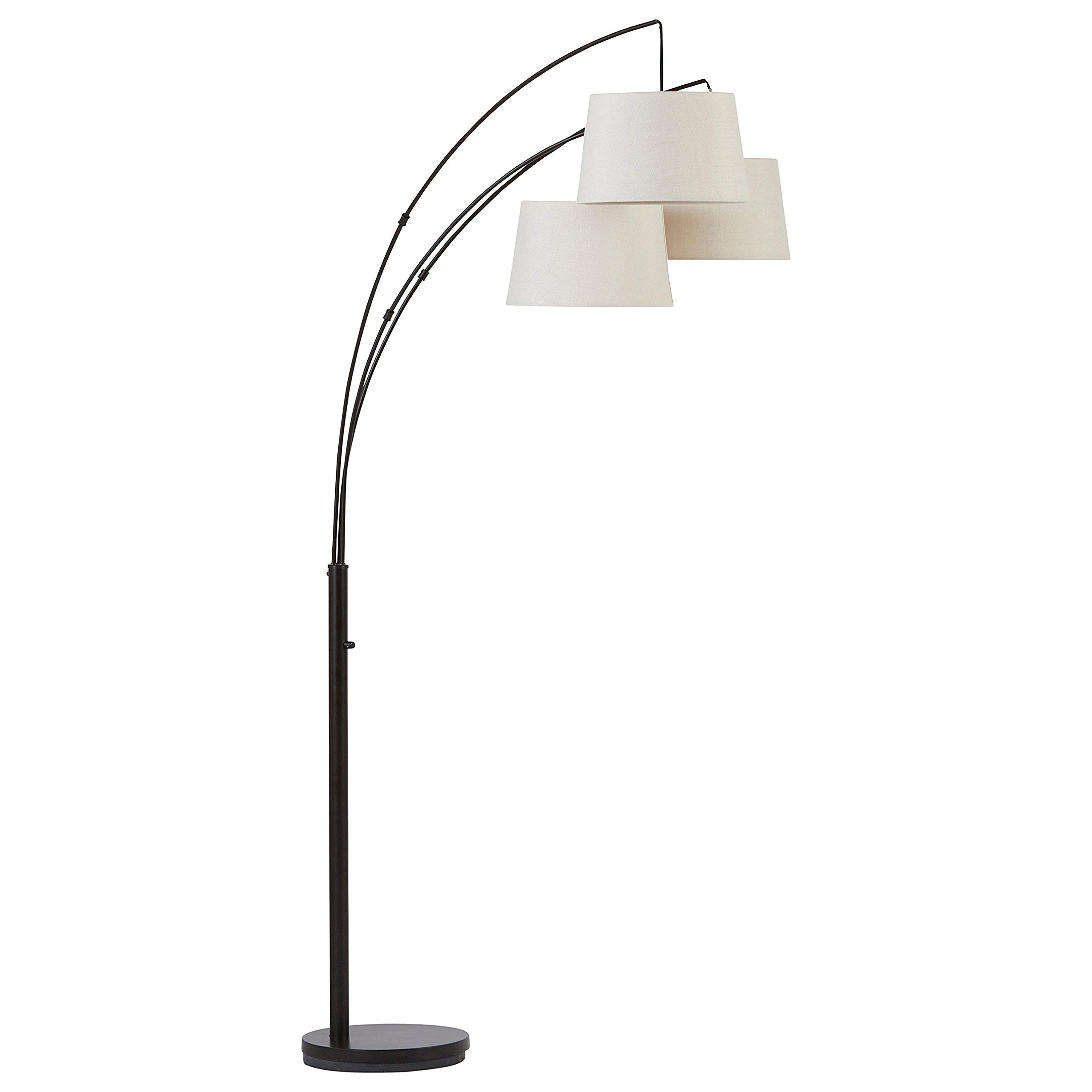 Amazon Brand – Rivet Adjustable Modern 3-Arm Floor Lamp with Bulb and Burlap Shade, 77" H