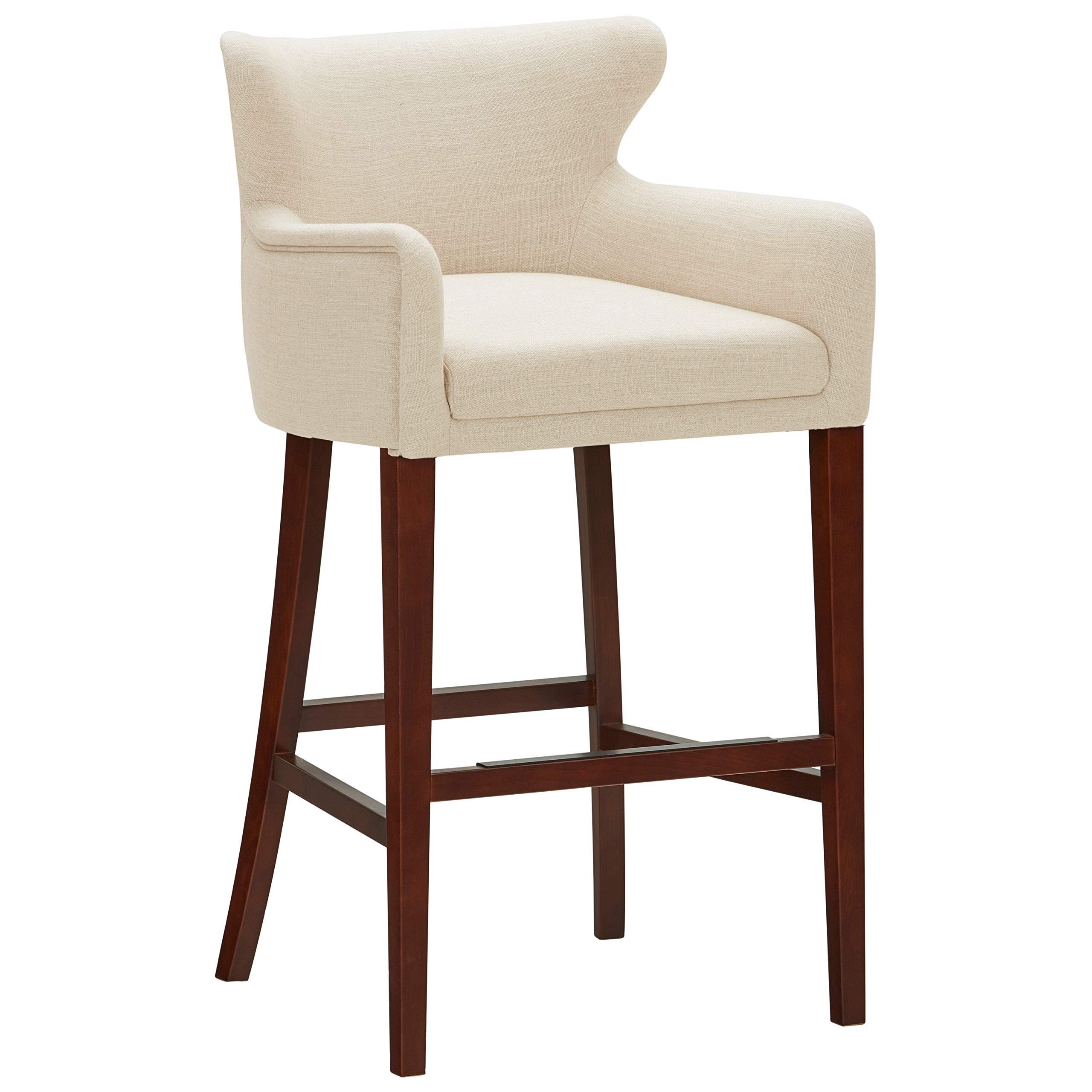 Amazon Brand – Stone & Beam Wickstrom Upholstered Bar Stool with Arms, 41"H, Caribbean Sand Beige