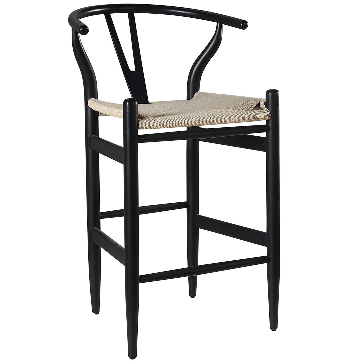Amazon Brand – Stone & Beam Beech Wishbone Counter-Height Barstool, 38.2"H, Black and Natural