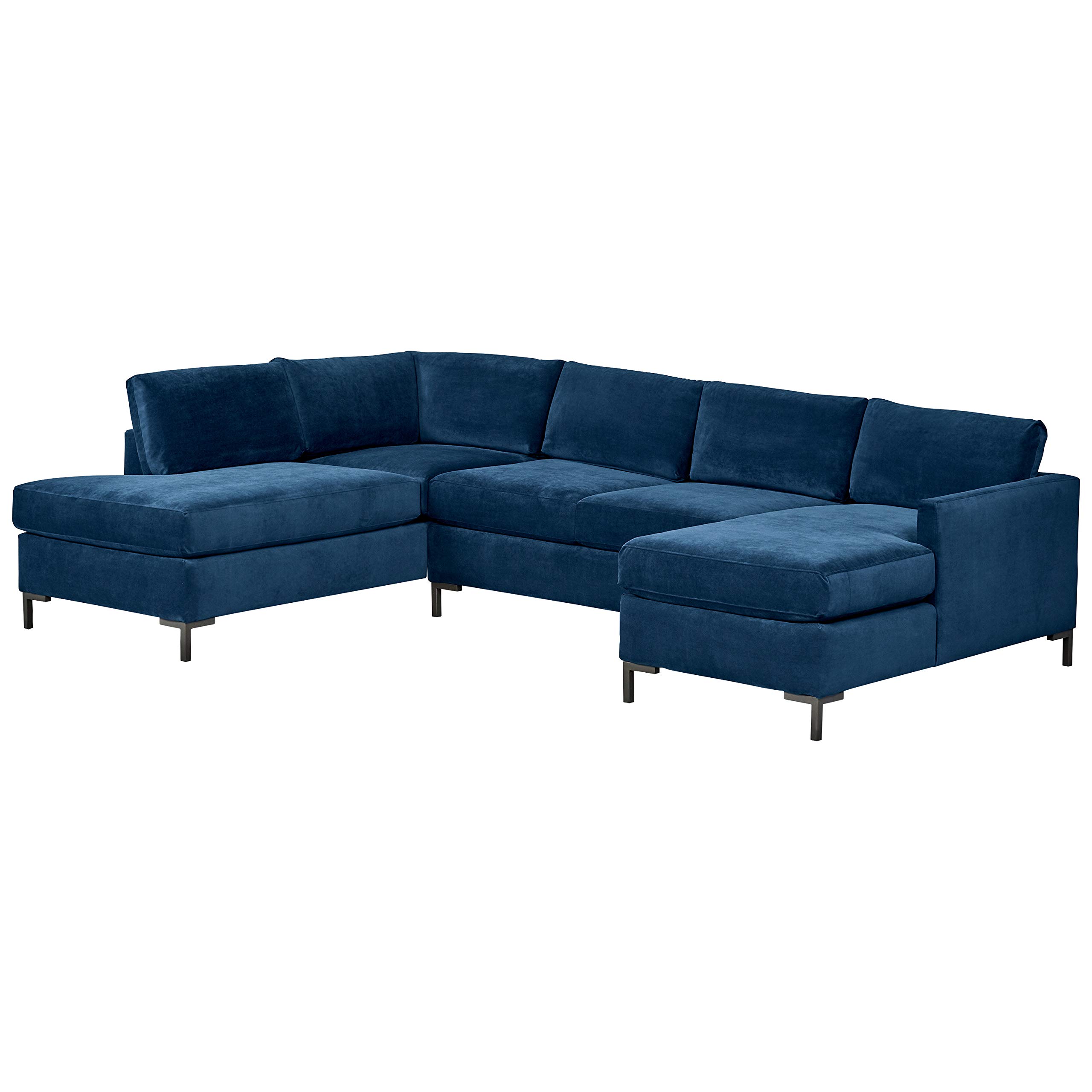 Amazon Brand – Rivet Edgewest Low Back Modern Left U-Sectional, 117"W, Blue Ink