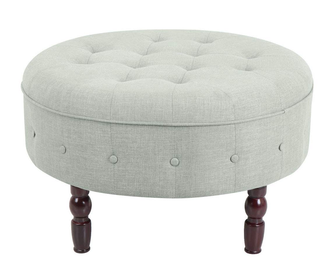 Ravenna Home Larry Contemporary Ottoman, 33.46"W, Light Blue