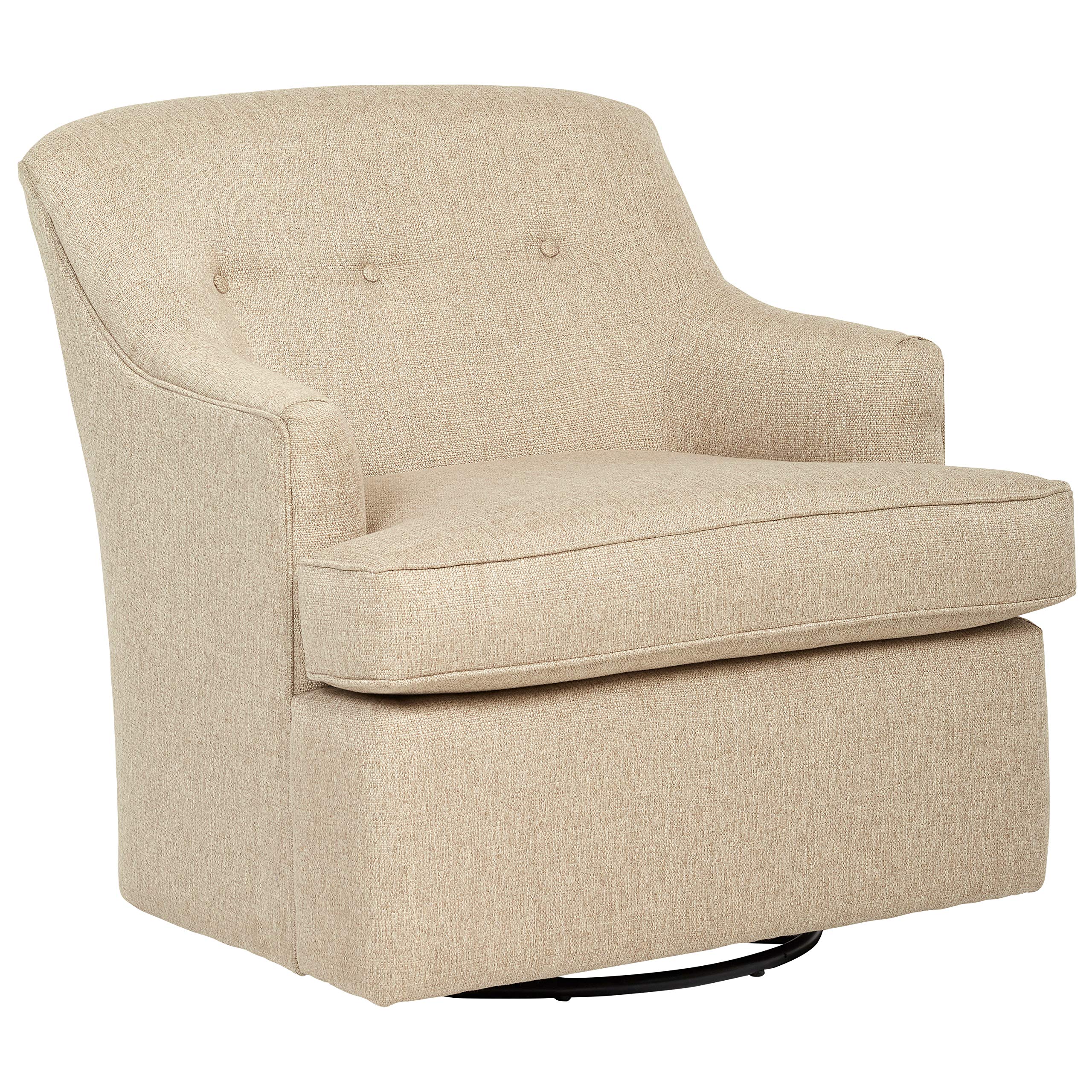Amazon Brand – Stone & Beam Wolcott Swivel Chair, Fabric, 33"W, Latte