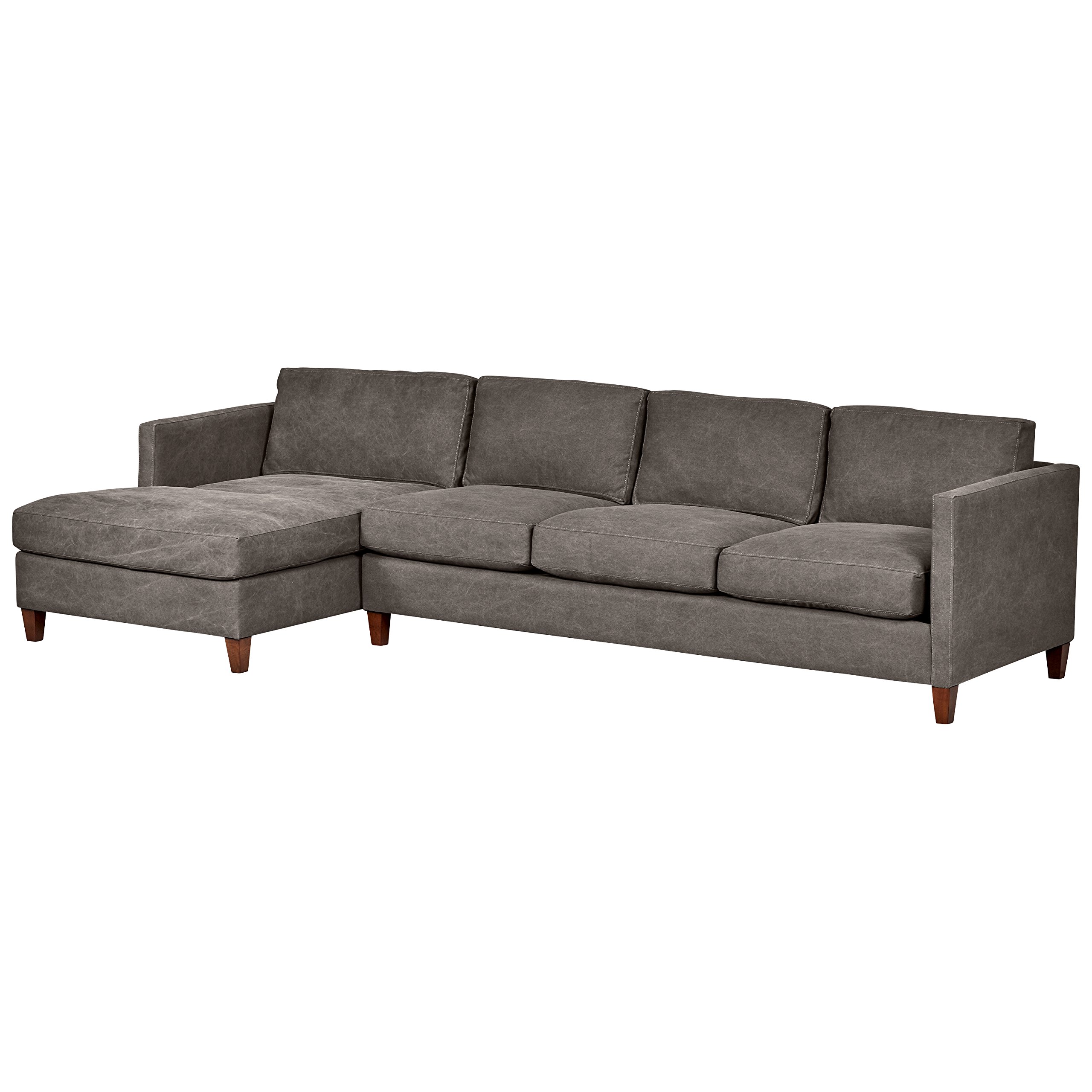 Amazon Brand – Stone & Beam Andover Modern Left Chaise Sofa Sectional, 126"W, Pewter
