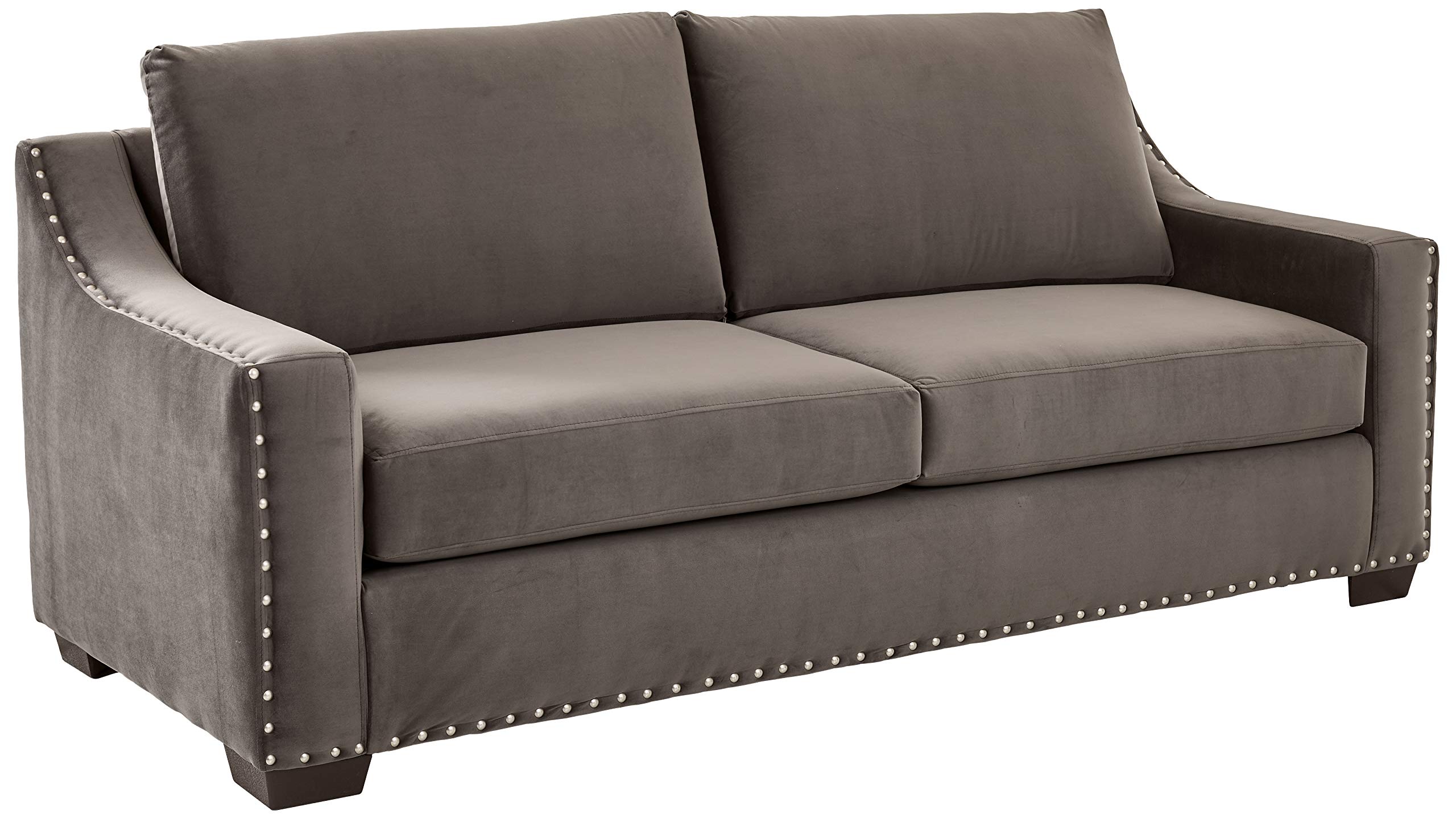 Amazon Brand – Ravenna Home Mayes Sloped Nailhead Sofa, 87"W, Charcoal