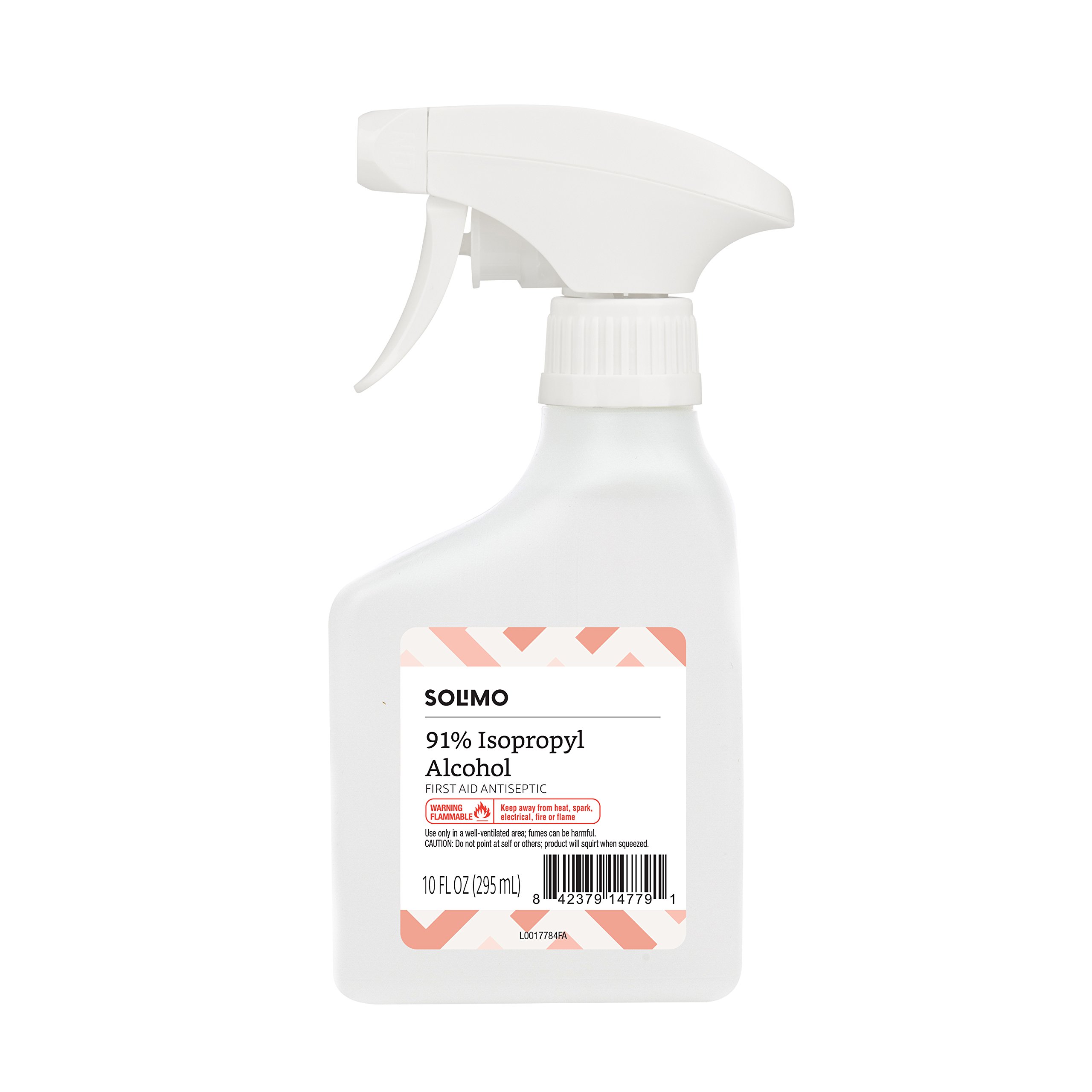 Amazon Brand - Solimo 91% Isopropyl Alcohol First Aid Antiseptic Spray Bottle, 10 Fluid Ounce