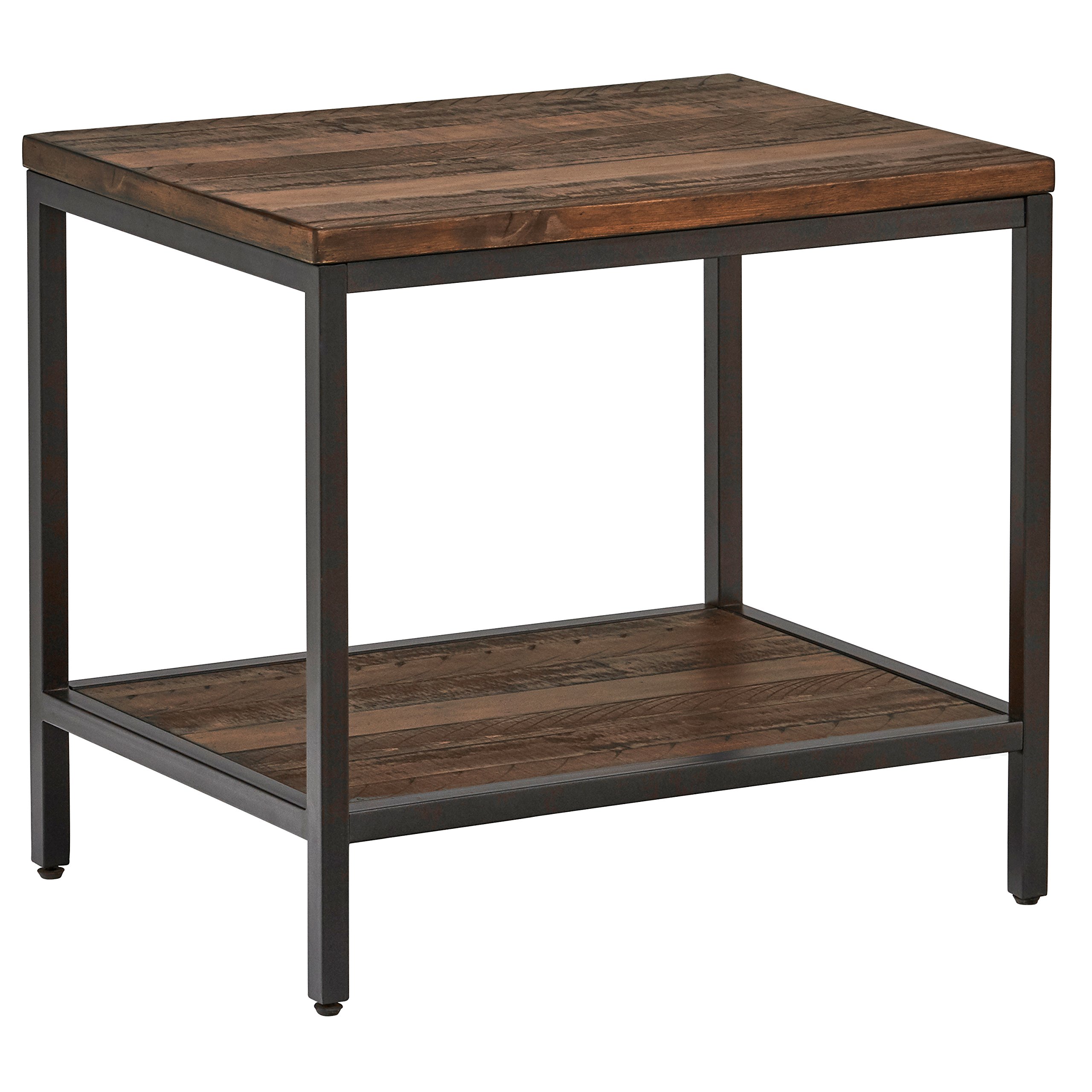 Amazon Brand – Stone & Beam Larson Industrial Wood & Metal Side End Table, 27"W, Walnut