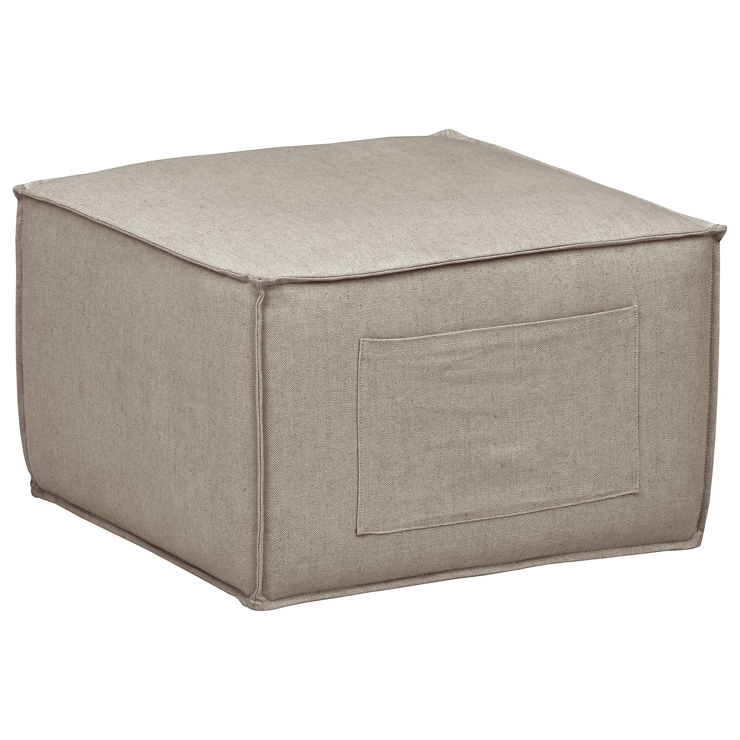 Amazon Brand – Rivet Adrian Side Storage Pocket Cube Ottoman Pouf, 24.5"W, Grey