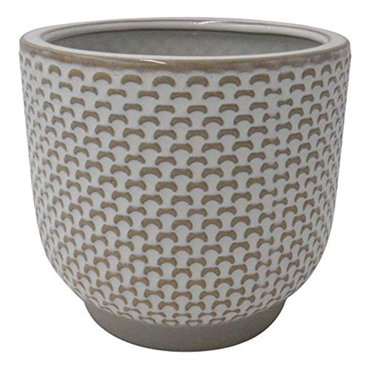 Amazon Brand – Stone & Beam Textured Stoneware Planter, 7.5"H, Ivory