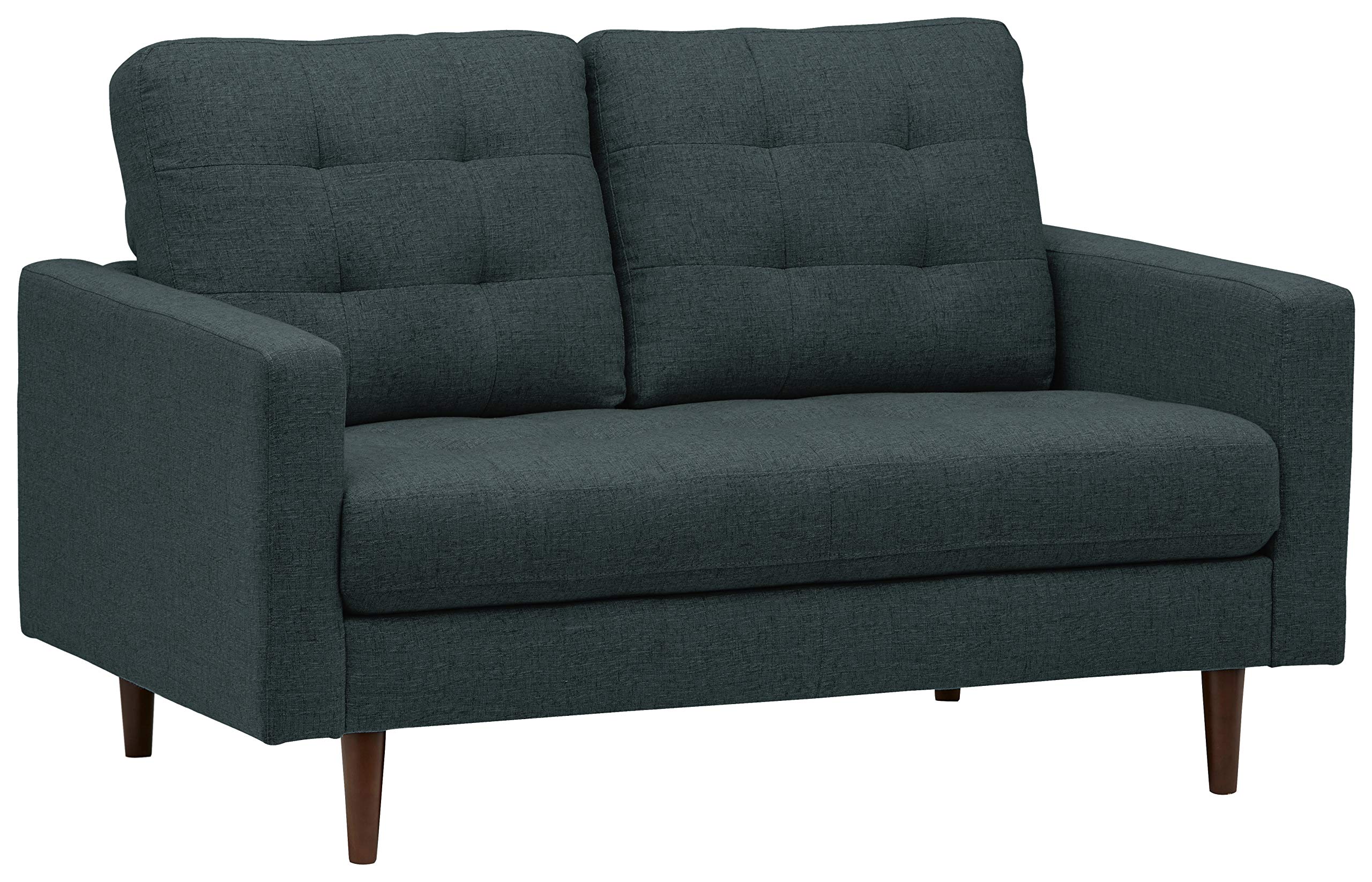 Amazon Brand – Rivet Cove Modern Tufted Loveseat with Tapered Legs, Mid-Century, 56"W, Denim