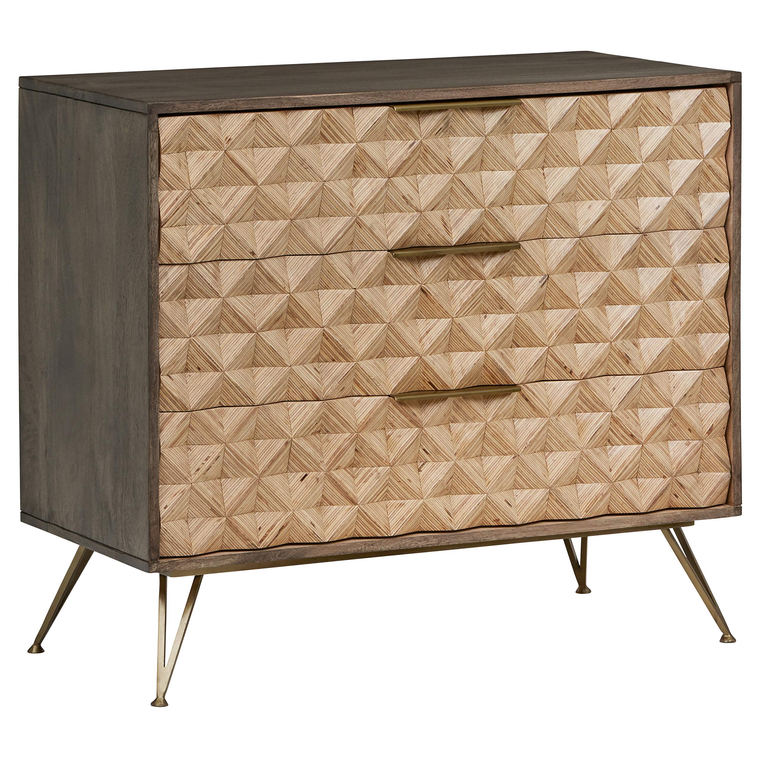 Amazon Brand – Rivet Modern Chest of Drawers with Diamond Pattern, 17.7 Inch Width, Natural