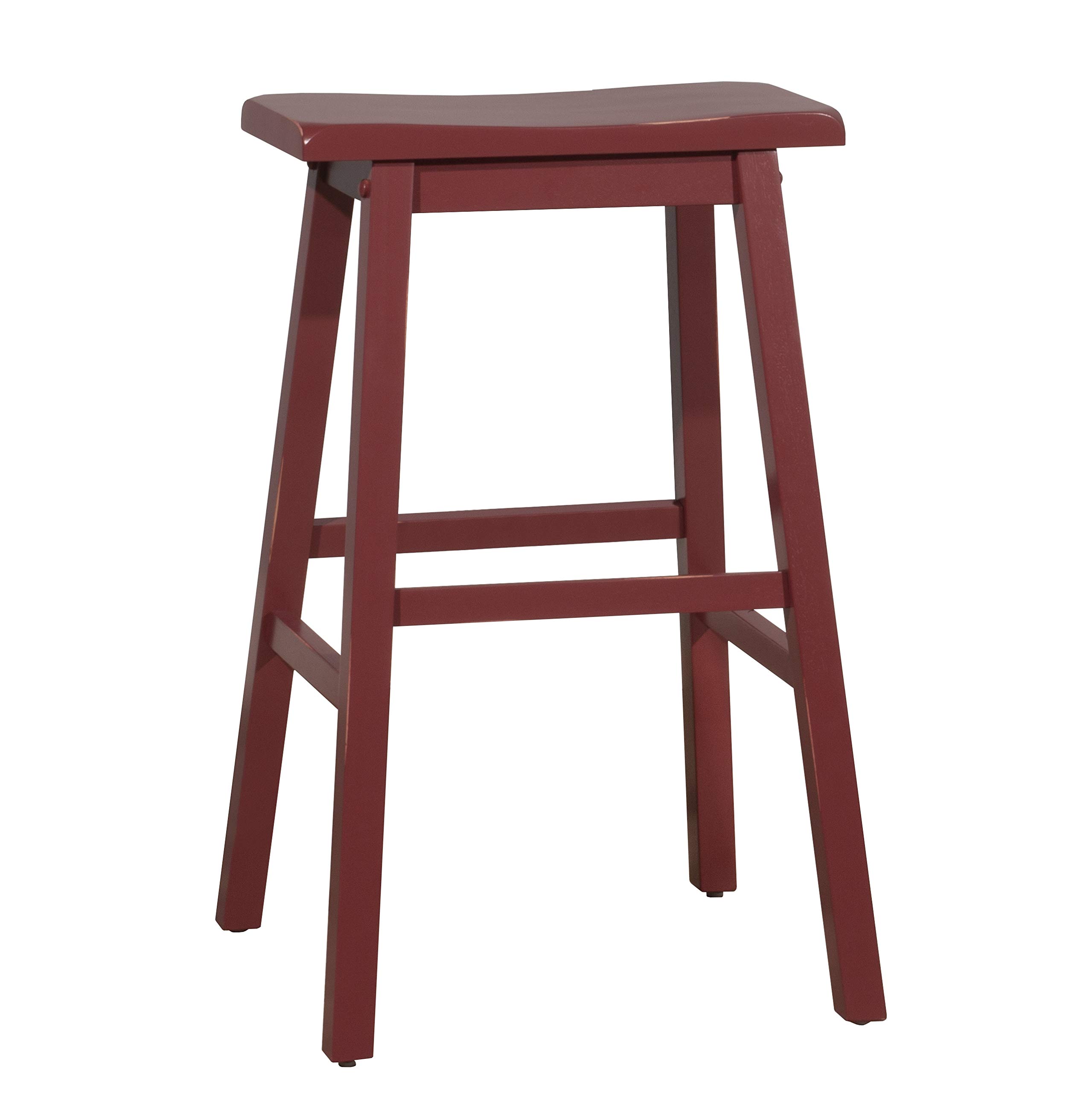 Amazon Brand – Stone & Beam Cottage Wood Bar Stool, 29"H, Red