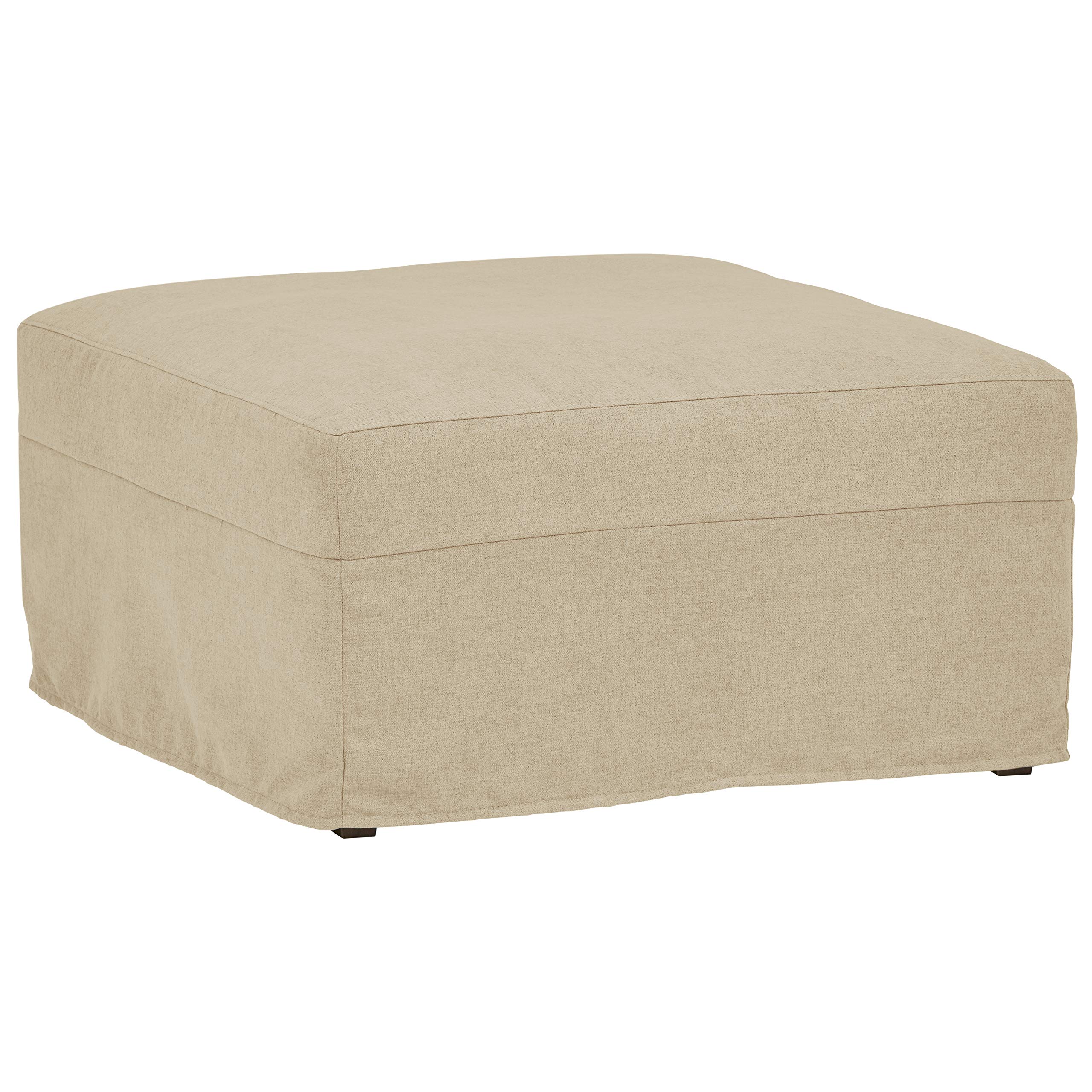 Amazon Brand – Stone & Beam Andover Slipcover Square Ottoman, 33"W, Linen Fabric
