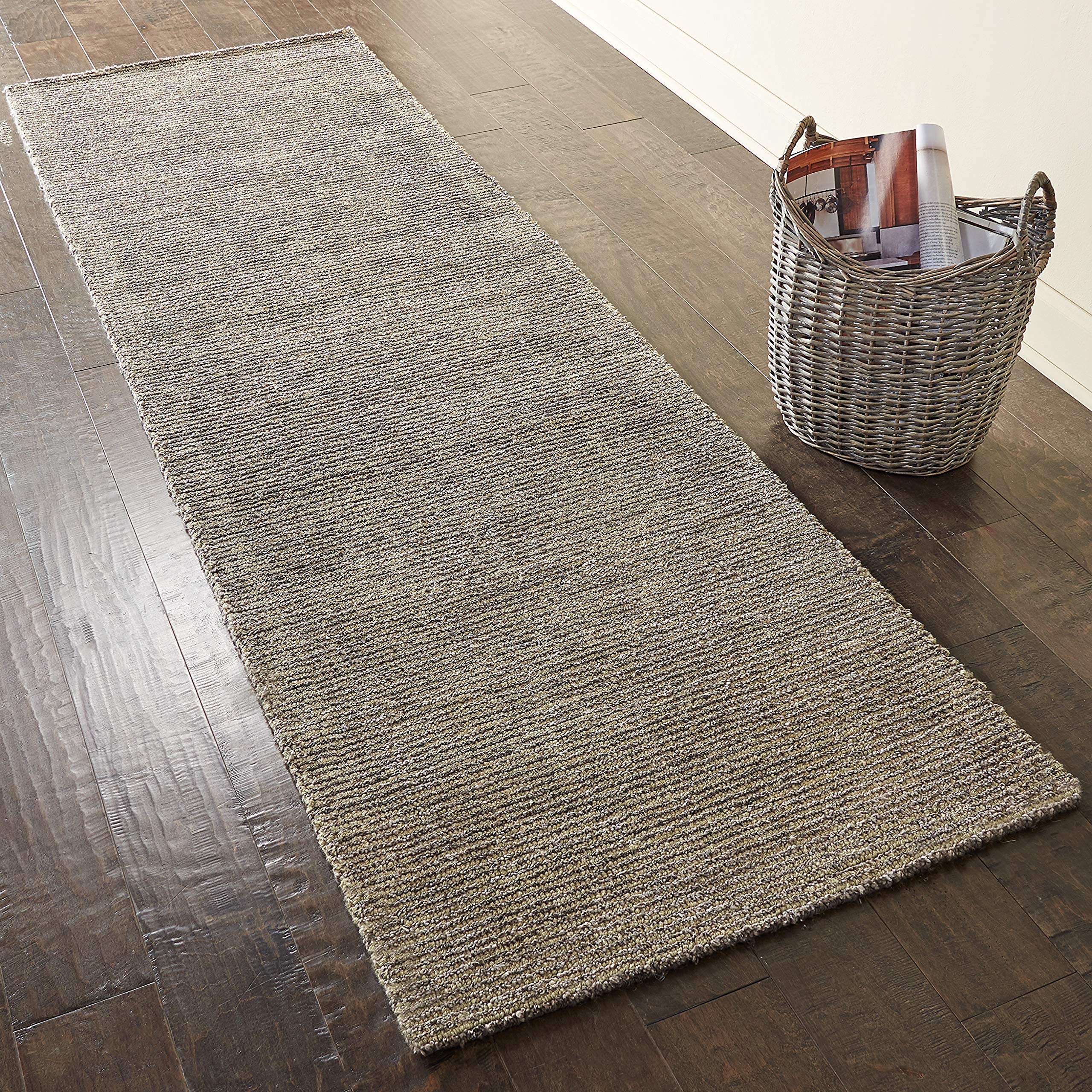 Amazon Brand – Rivet Contemporary Striated Jute Area Rug, 7' 6" x 2' 3", Charcoal