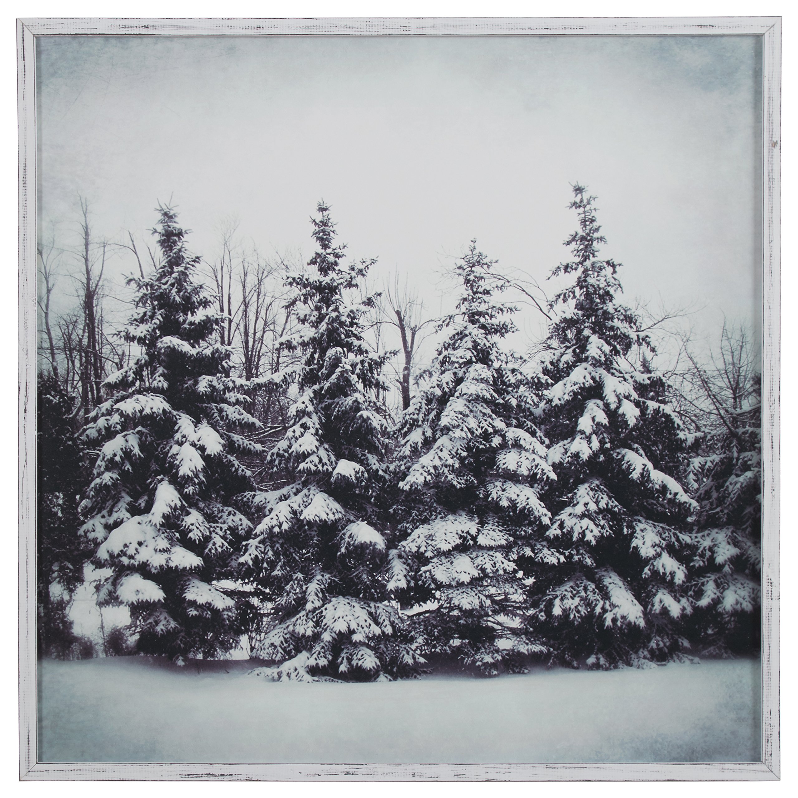 Amazon Brand – Stone & Beam Modern Black and White Print of Forest Snow, White Frame, 30" x 30"
