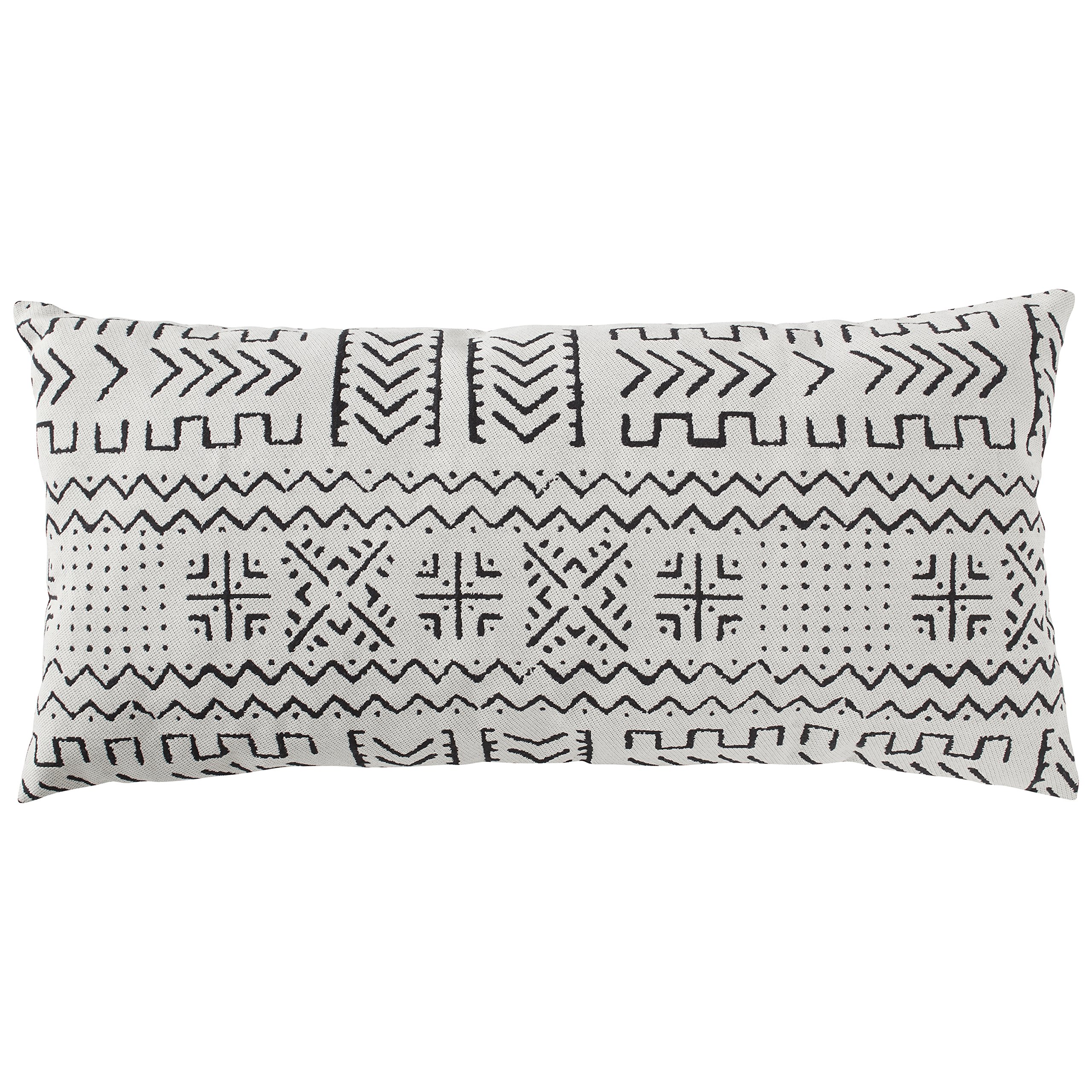 Amazon Brand – Rivet Mudcloth-Inspired Decorative Throw Pillow, 12" x 24", Pale Grey