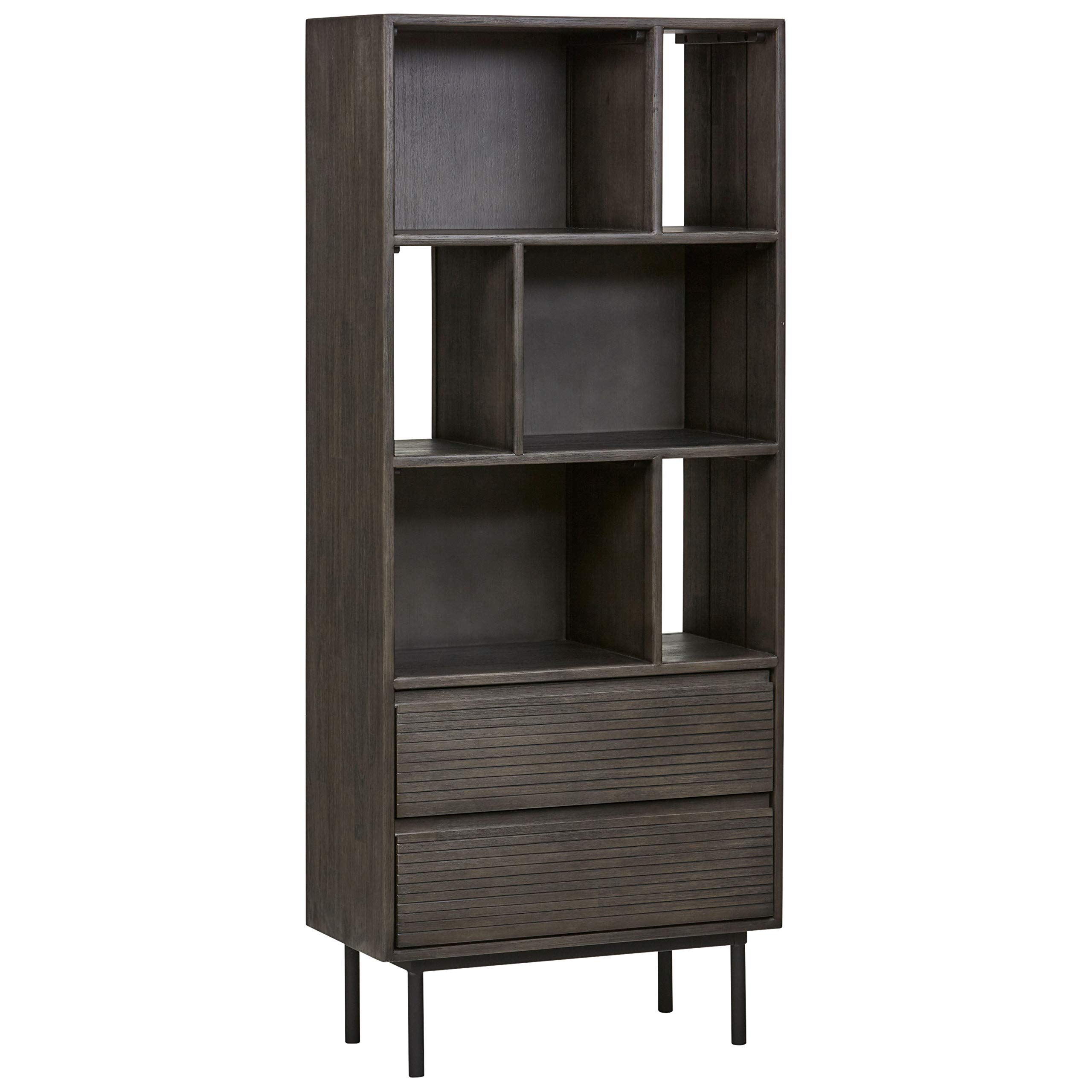 Amazon Brand – Rivet Stevens Modern 2-Drawer Bookcase, 27.56"W, Brushed Tundra Gray