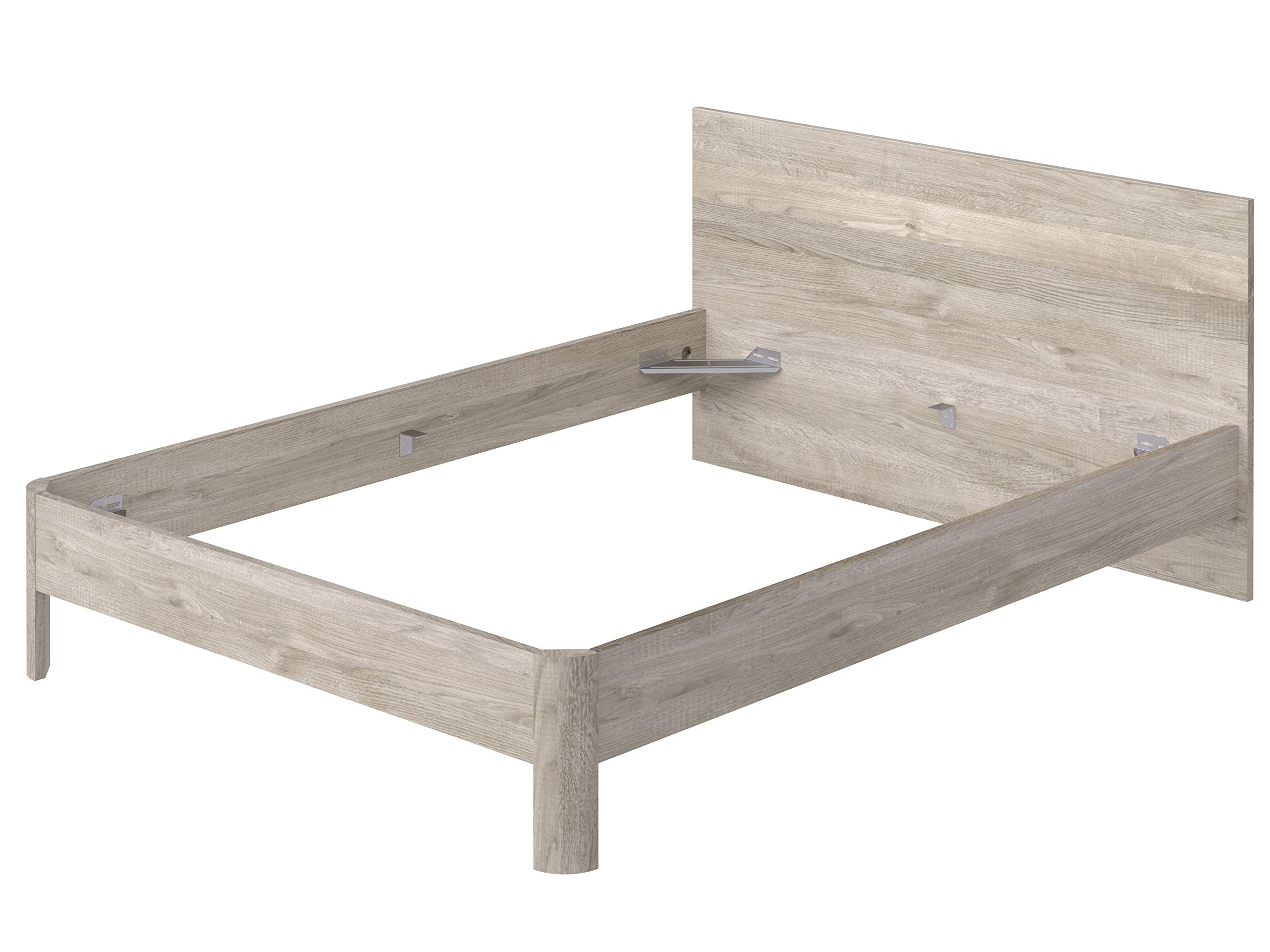 Marca Amazon - Movian Indre Modern - Base para cama de matrimonio con cabecero, 194,5 x 144,5 x 80 cm (Efecto Roble)