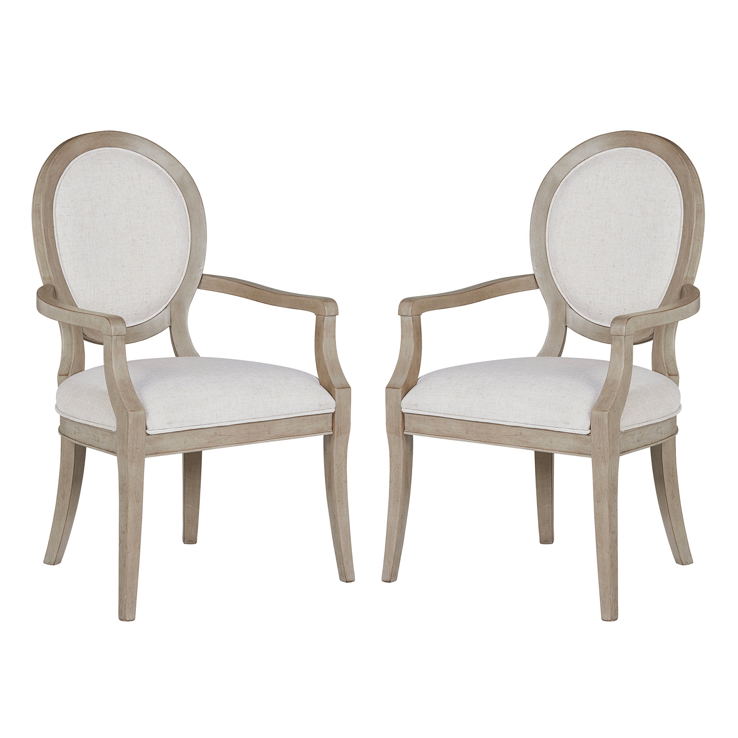 Amazon Brand – Stone & Beam Crawford Modern Wood Dining Room Kitchen Chairs with Arms, 38.75"H, Set of 2, Grey