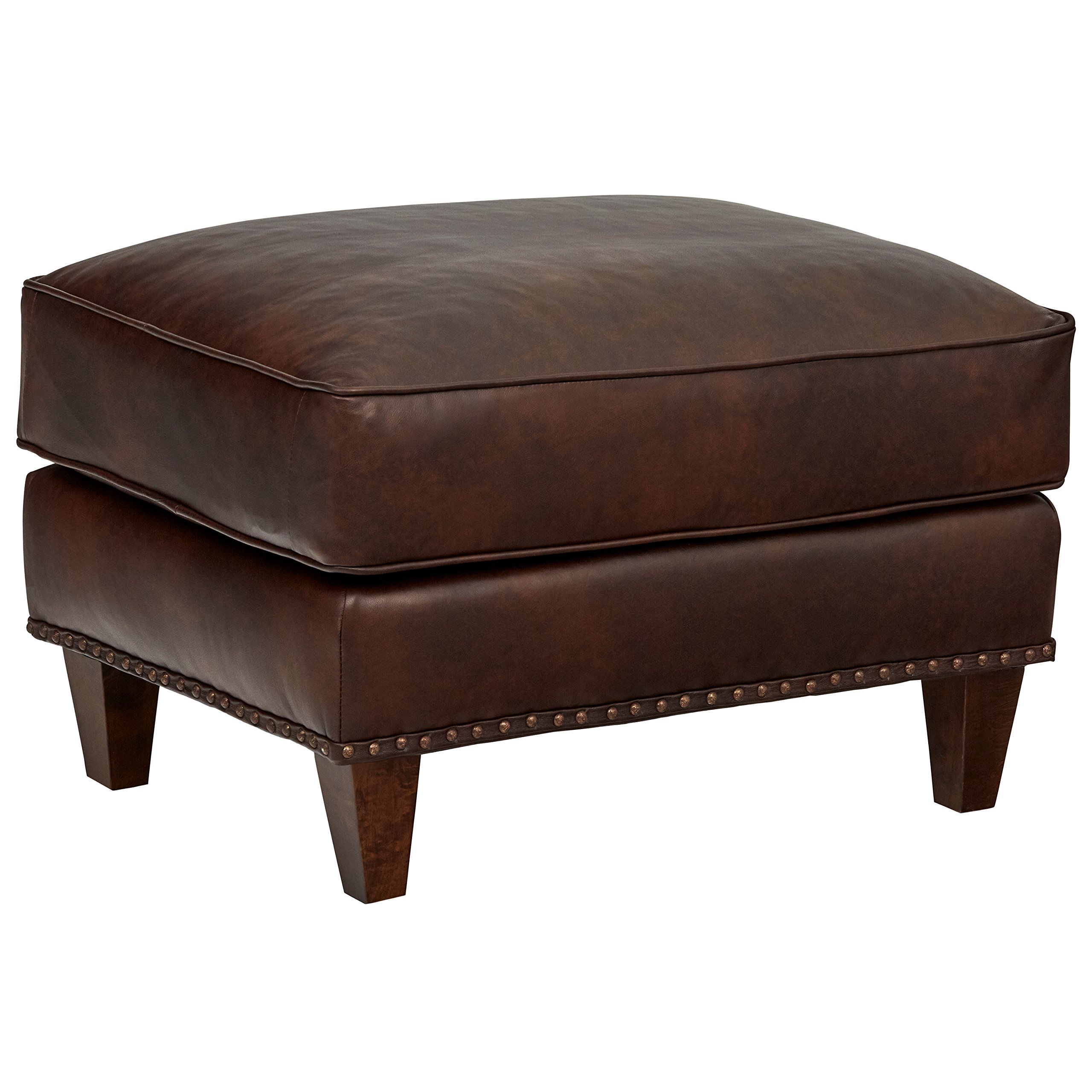 Amazon Brand – Stone & Beam Marin Leather Ottoman, 29"W, Driftwood