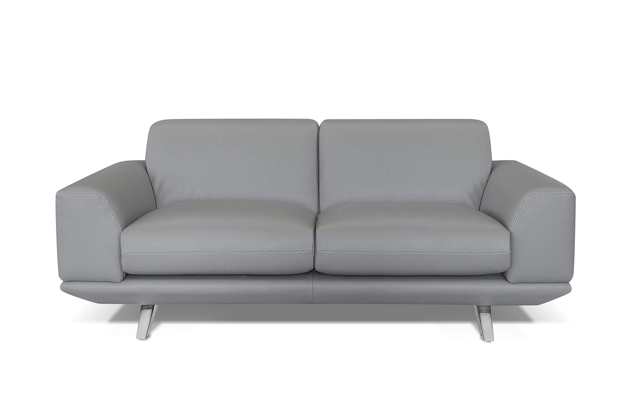 Amazon Brand - Alkove Sofia Hand-Crafted Leather Sofa, 2 Seater Maxi, 90 x 190 x 77cm, Light Grey