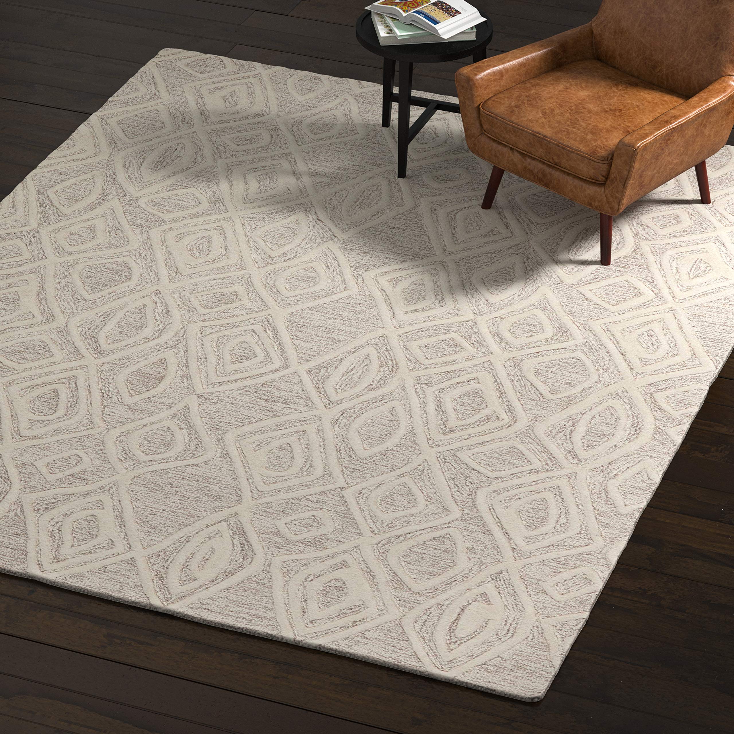 Rivet Wool Rug, 8' x 10', Gray, White