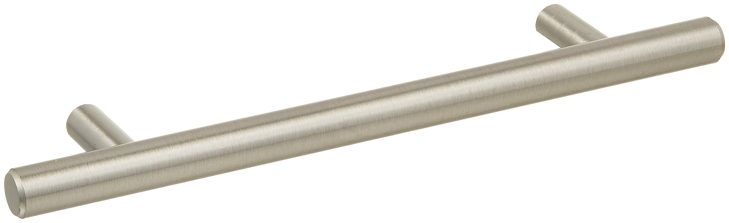 AmazonBasics Euro Bar Cabinet Handle (1/2" Diameter), 7.38" Length (5" Hole Center), Satin Nickel, 25-Pack