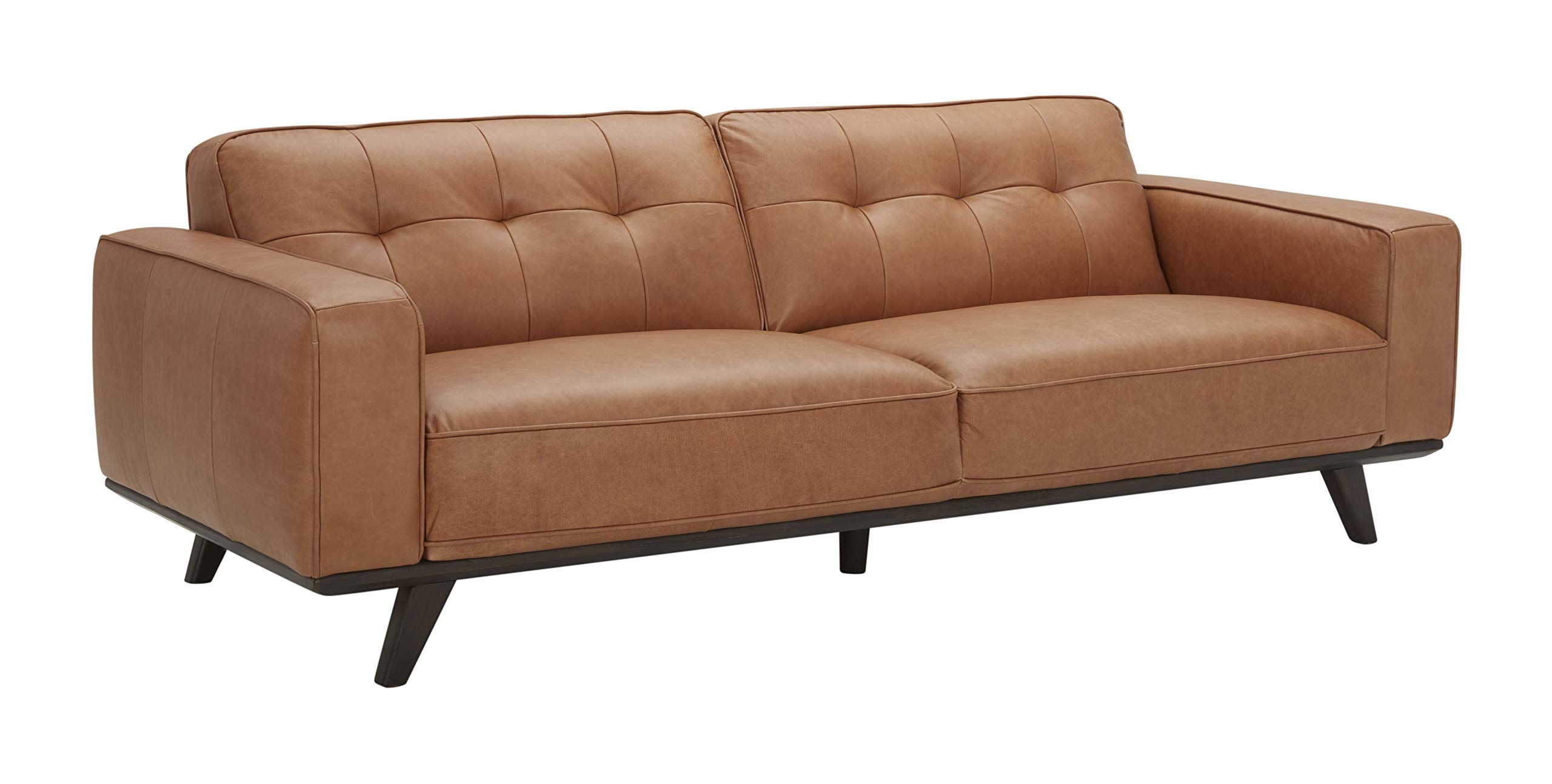 Amazon Brand – Rivet Bigelow Modern Leather Sofa with Square Legs, 89.4"W, Cognac