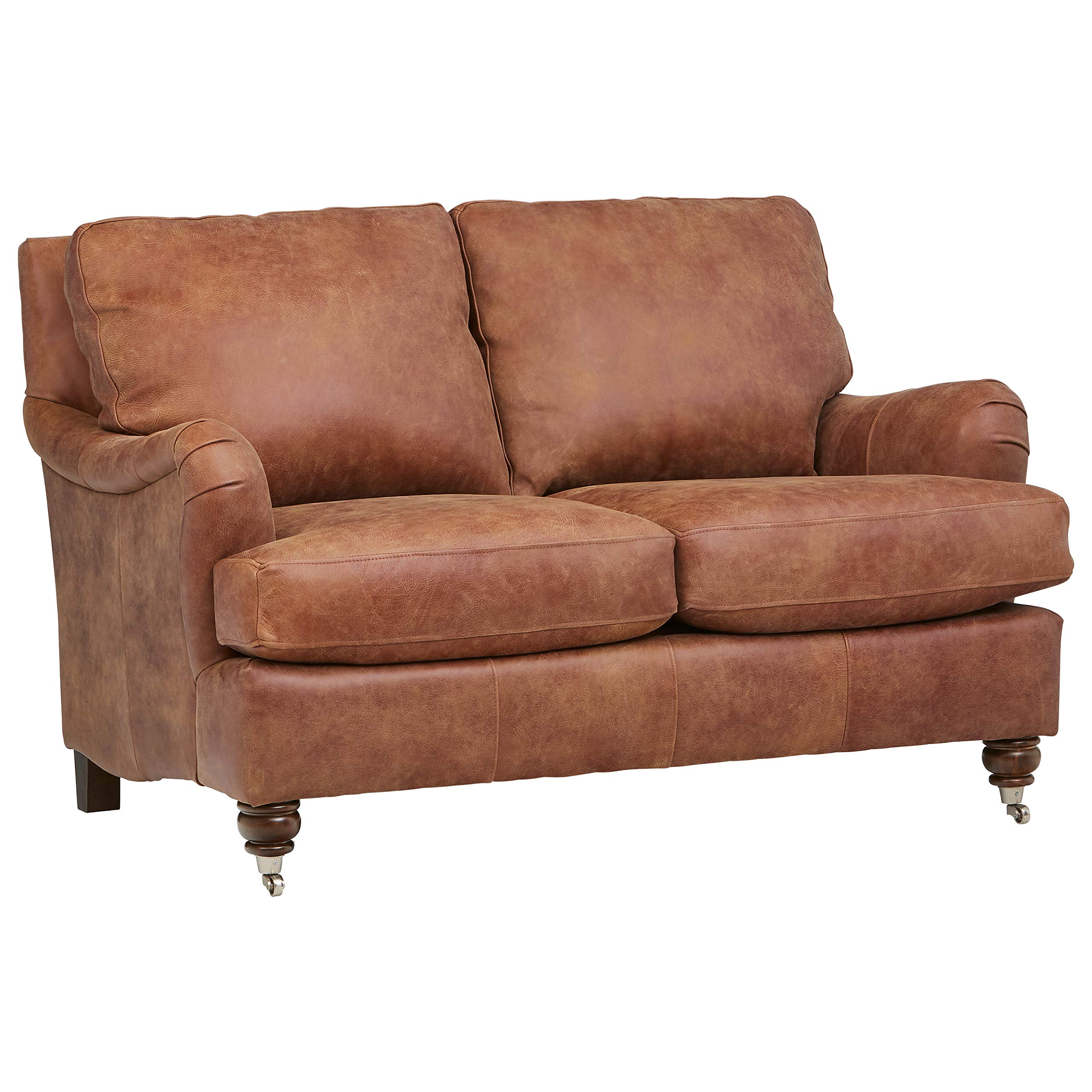 Amazon Brand – Stone & Beam Brandeberry Leather Loveseat, 58"W, Saddle