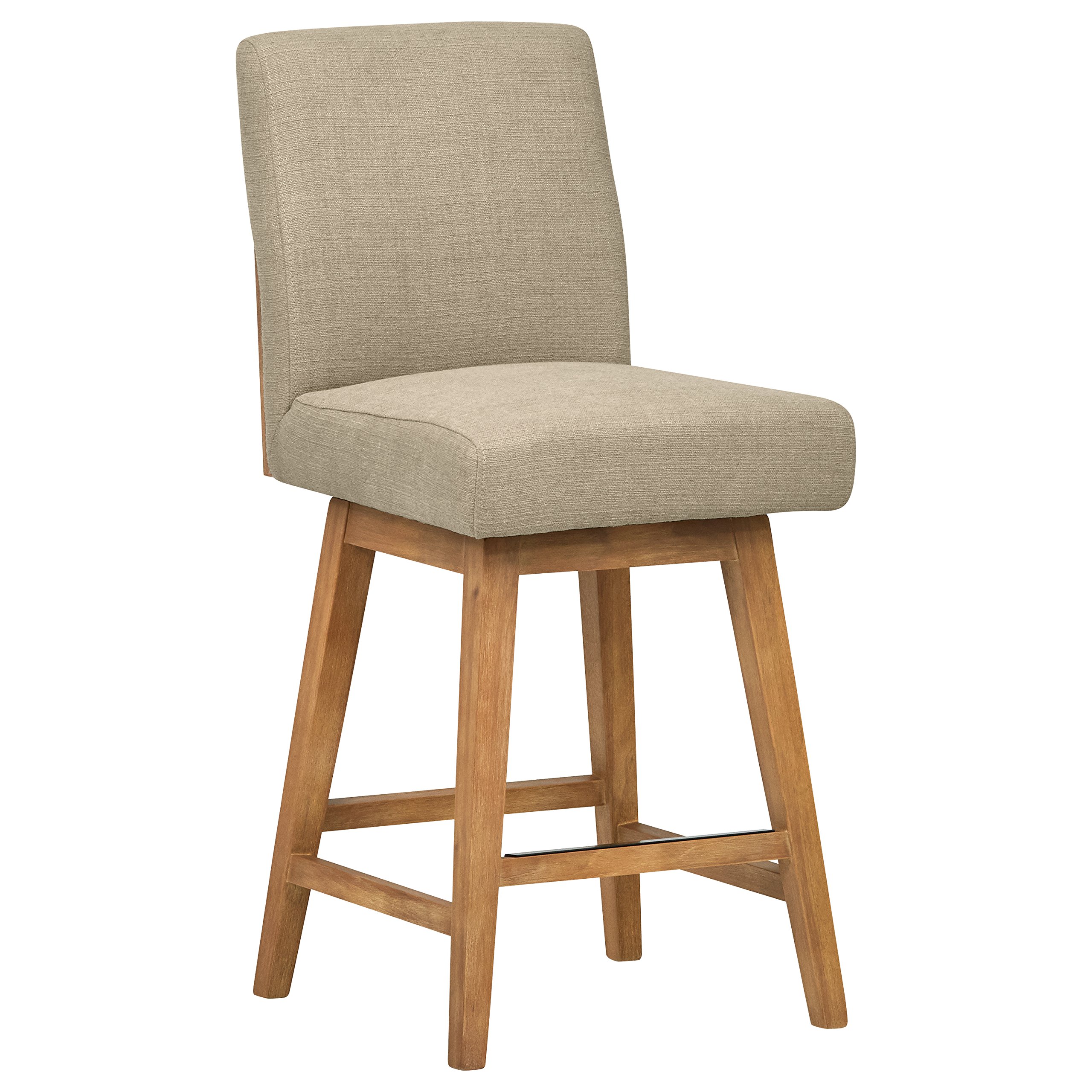 Amazon Brand – Stone & Beam Sophia Modern Swivel Kitchen Counter Height Stool, 39.4"H, Hemp