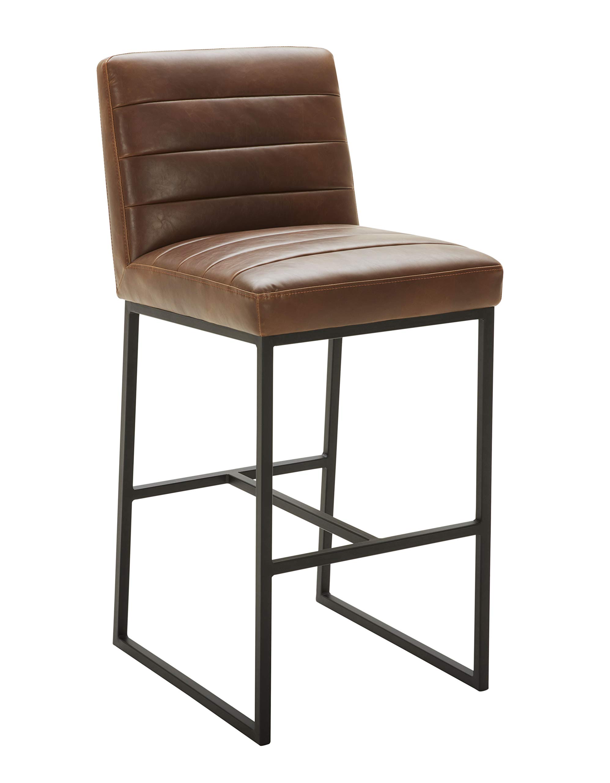 Amazon Brand – Rivet Decatur Modern Faux Leather Kitchen Bar Stool, 41"H, Dark Brown