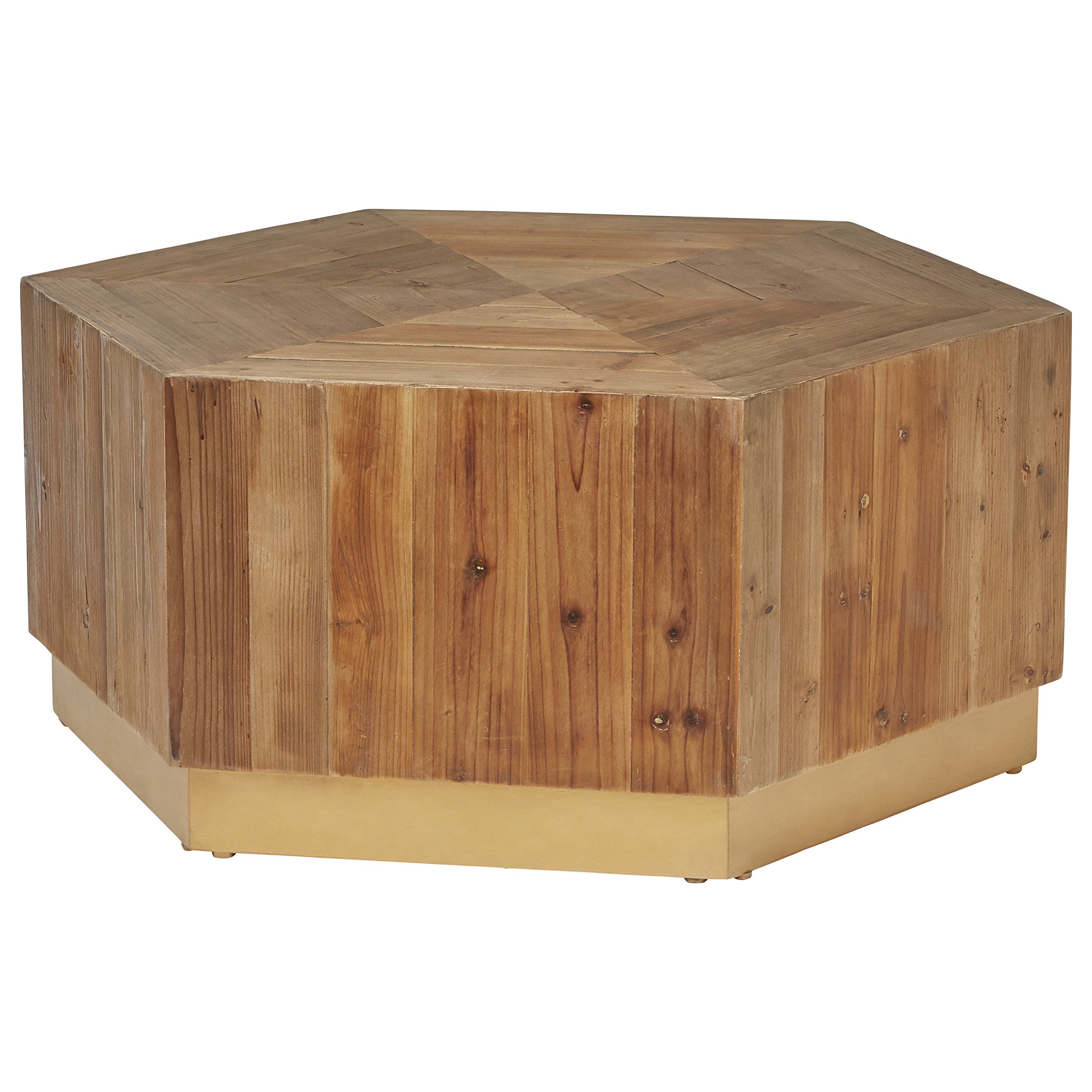 Amazon Brand – Rivet Rustic Reclaimed Fir Wood Coffee Table, 39"W, Natural and Gold