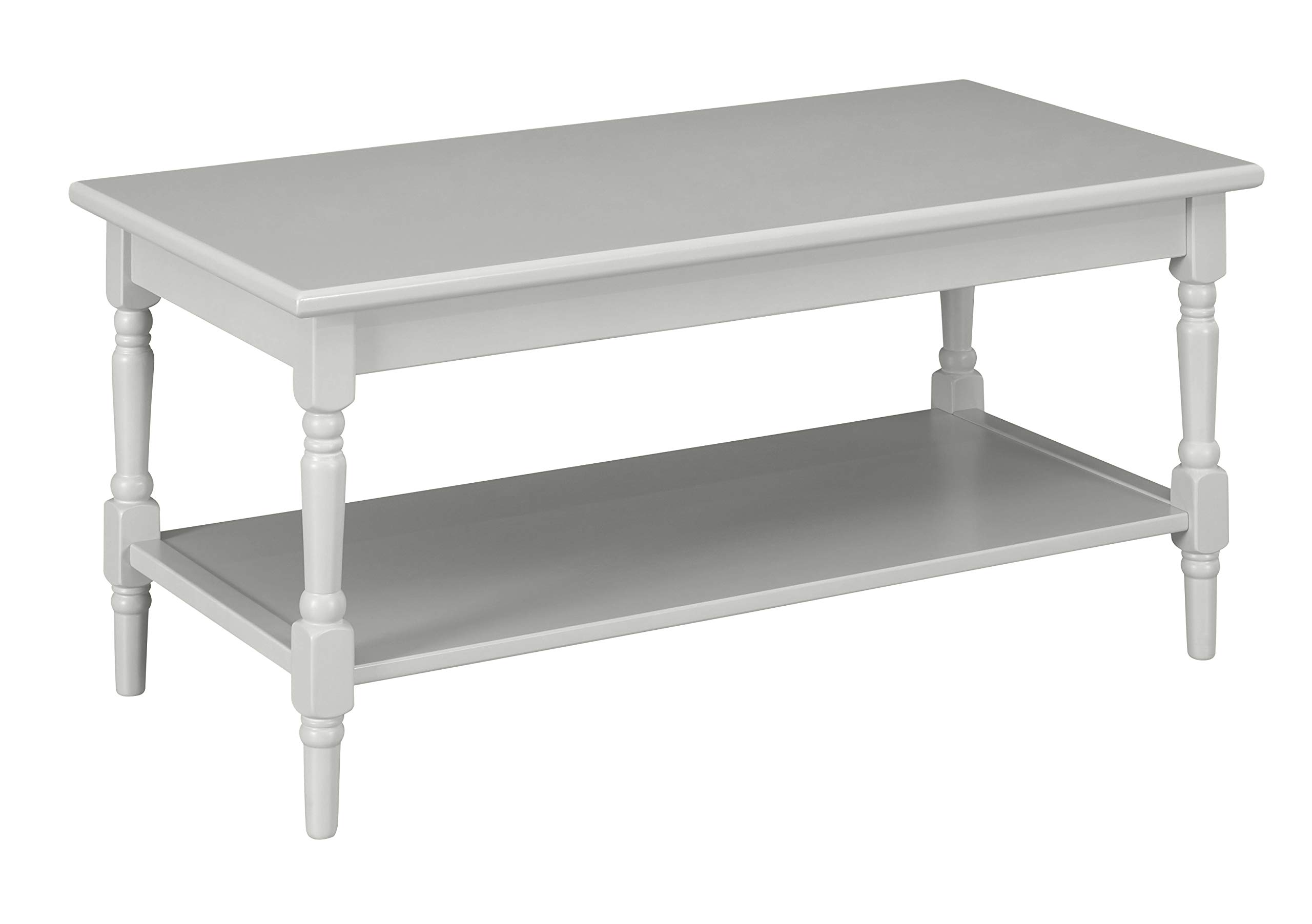 Amazon Brand – Ravenna Home Angela Modern Turned Leg Wood Shelf Storage Coffee Table, 44"W, Grey