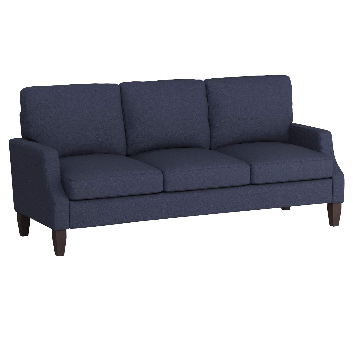 Amazon Brand – Ravenna Home Amanda Curved Arm Upholstered Sofa, 76"W, Dark Blue