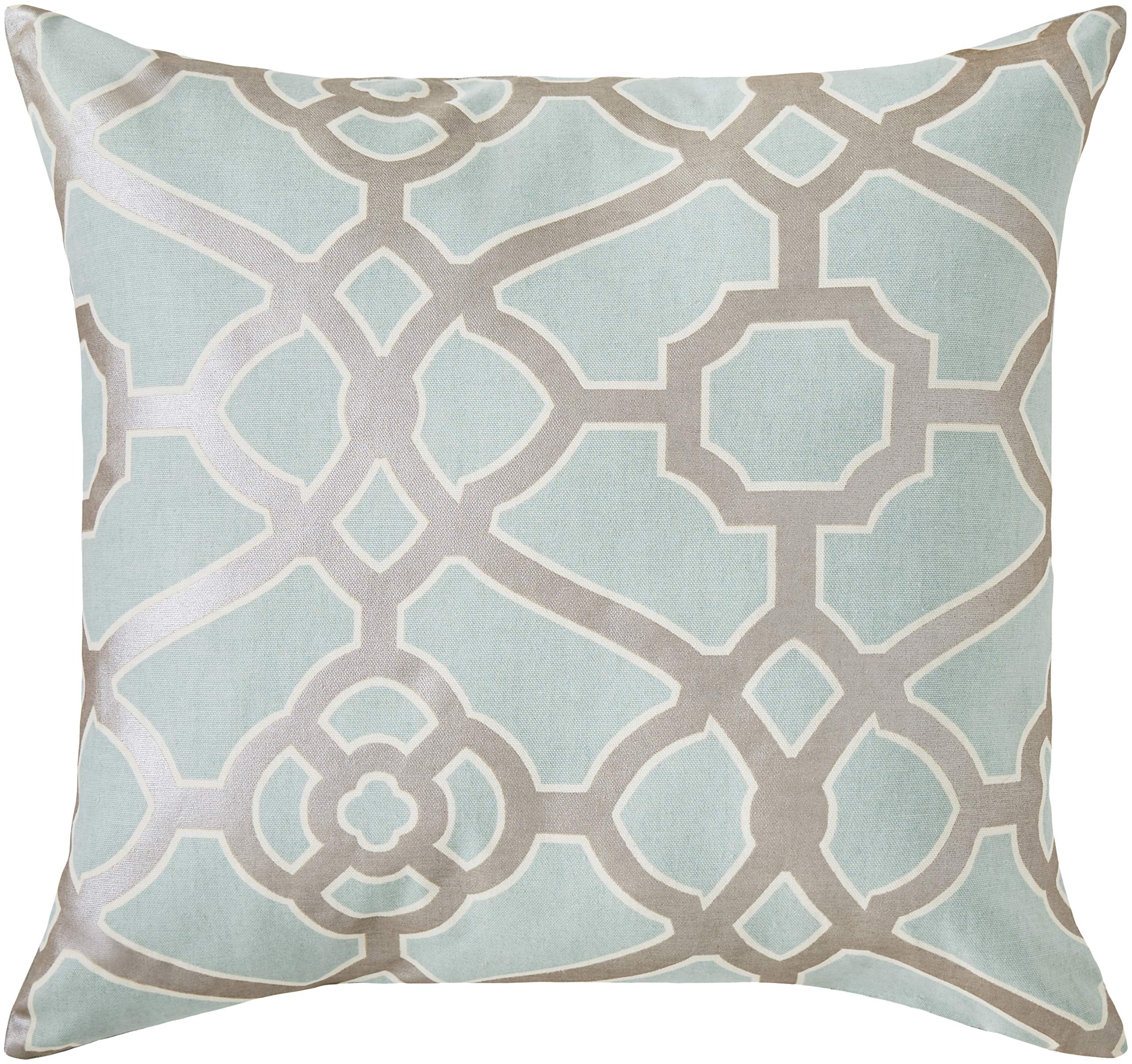 Amazon Brand – Ravenna Home Contemporary Geometric Pattern Throw Pillow, 20 Inch, Silver Sage / Silver