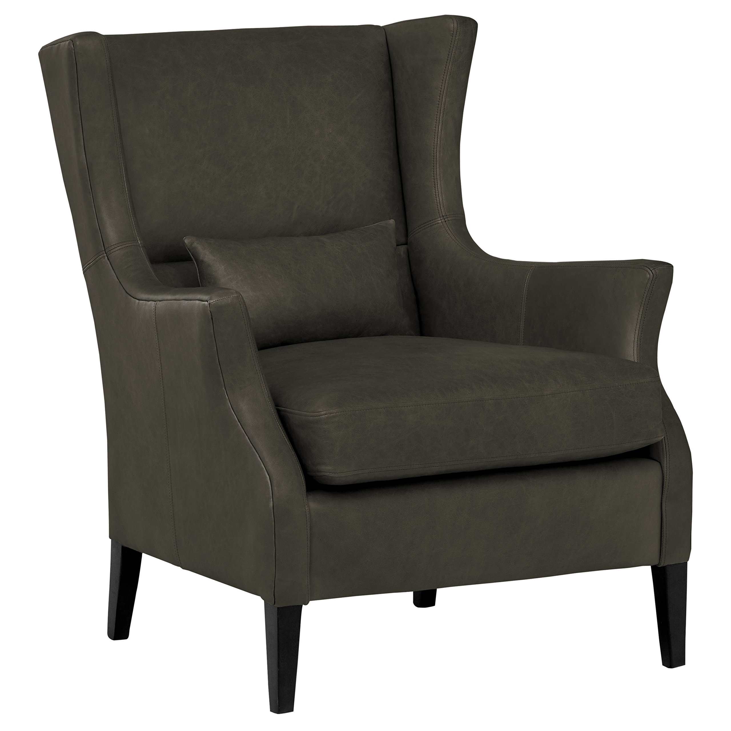 Amazon Brand – Stone & Beam Modern Leather Wingback Chair, 32.75"W, Black