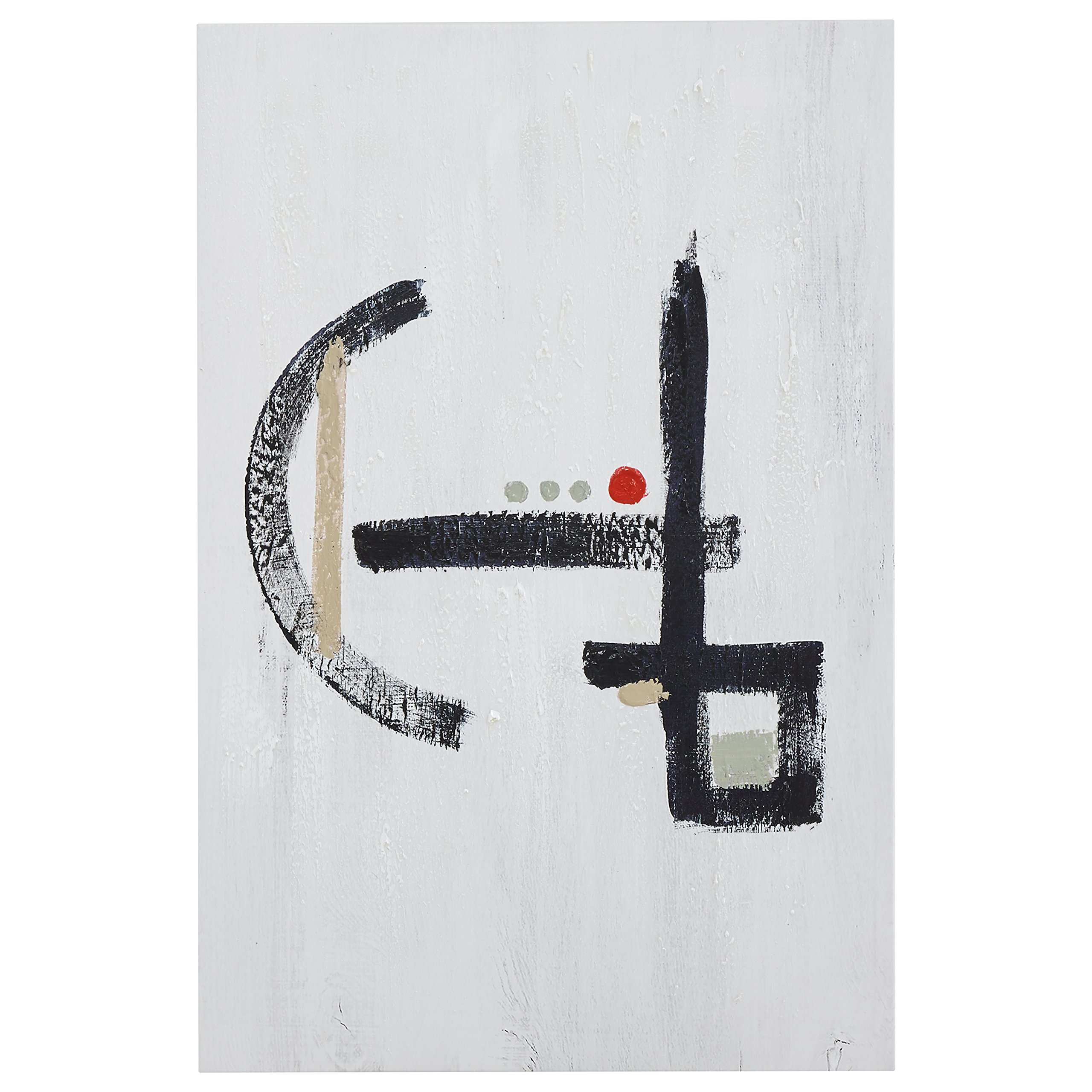 Amazon Brand – Rivet Abstract Asian Influenced Grey and Black Print on Canvas Wall Art Decor, 36"W x 24"H