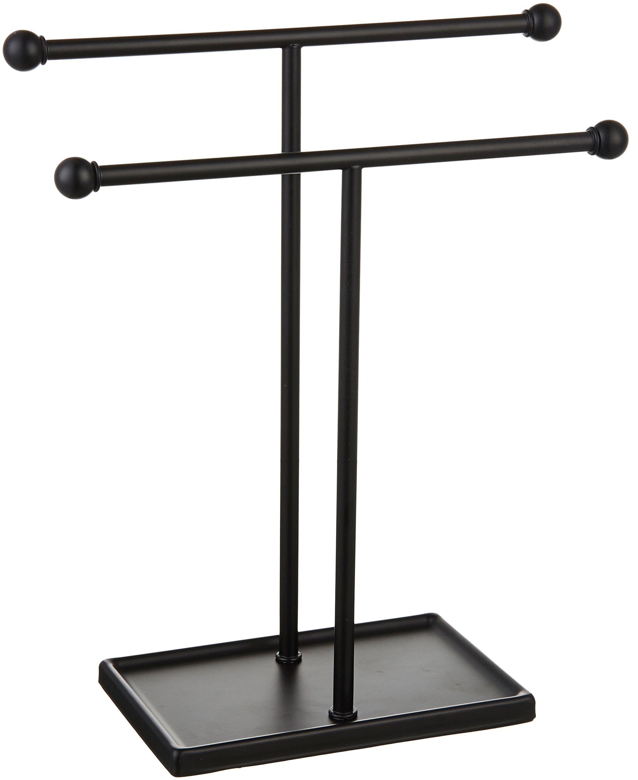 AmazonBasics Double-T Hand Towel Holder and Accessories Jewelry Stand, Black