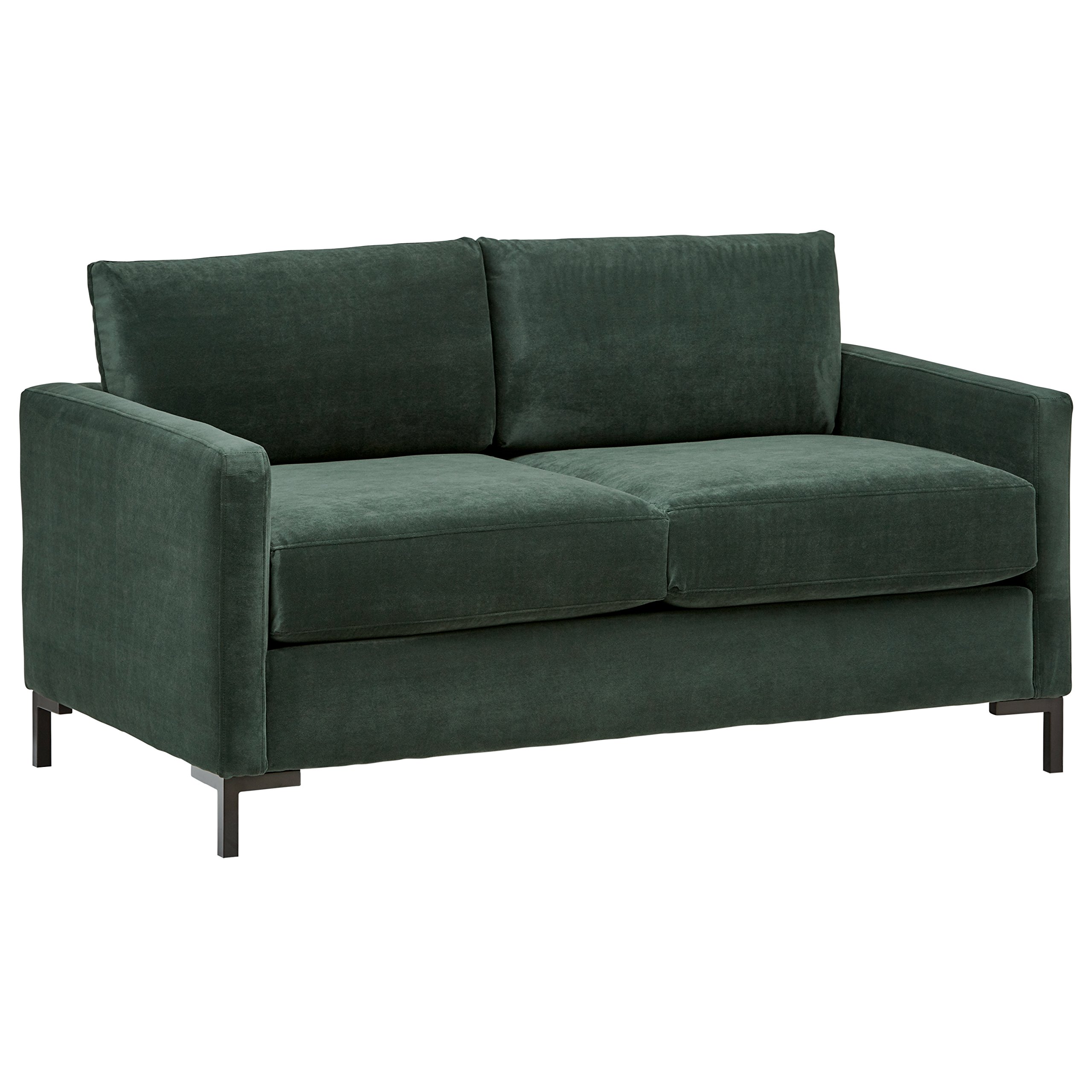 Amazon Brand – Rivet Edgewest Low Back Modern Loveseat, 65"W, Hunter Green