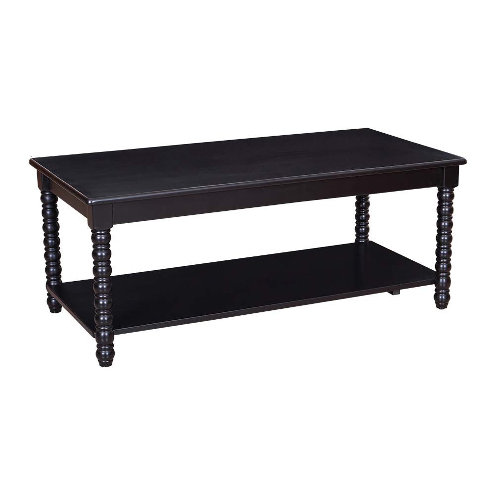 Amazon Brand – Ravenna Home Traditional Solid Pine Coffee Table, 23.62"W, Black Finish