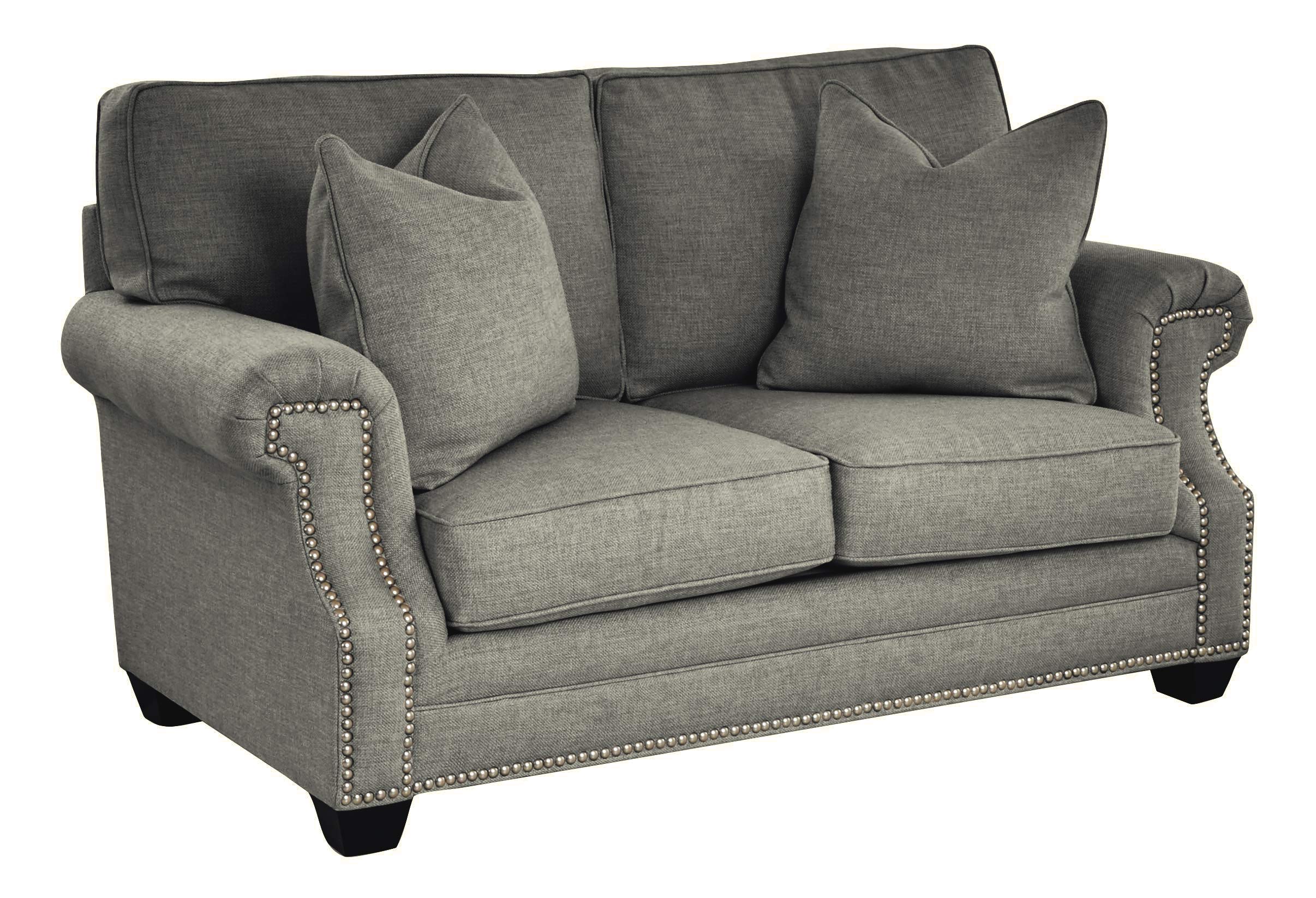 Amazon Brand – Stone & Beam Cedar Upholstered Love Seat Sofa Couch with Nailheads, 67"W, Midnight Gray