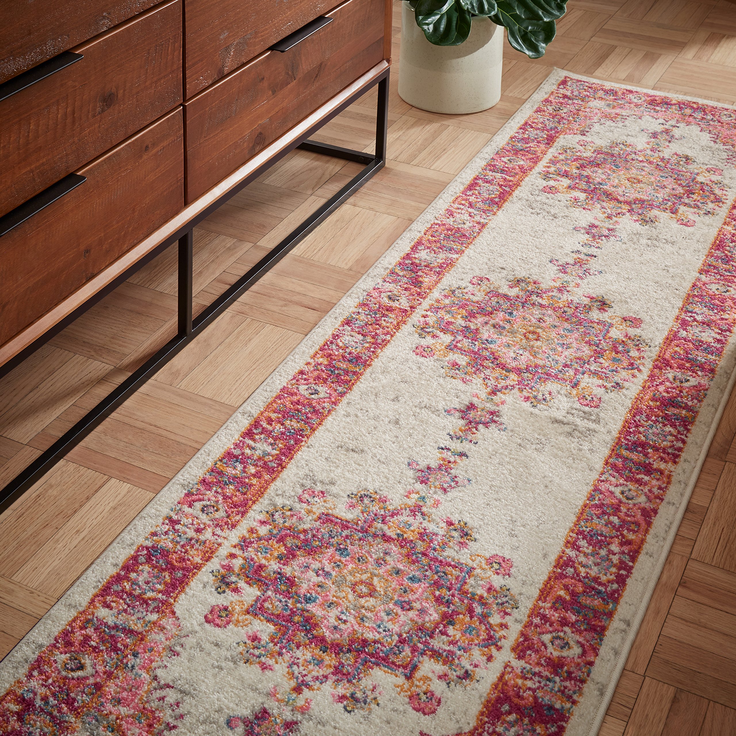 Amazon Brand – Rivet Old World Vintage Persian Runner Rug, 1' 10" x 6', Passion Pink