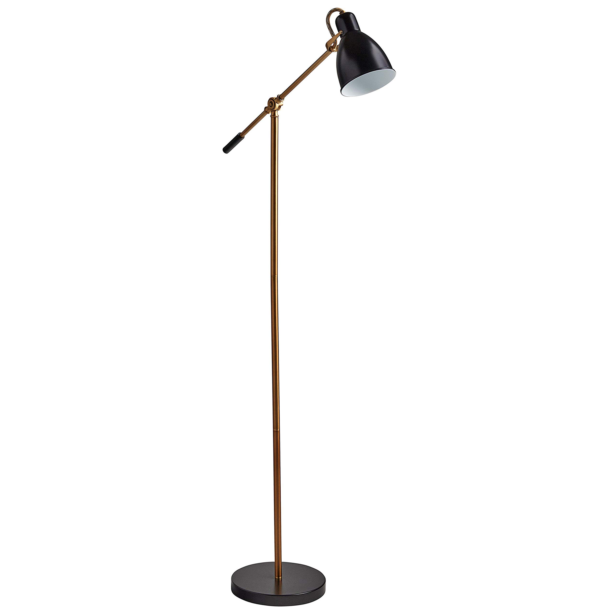 Amazon Brand – Rivet Caden Adjustable Task Floor Lamp with Bulb, 60"H, Black and Brass
